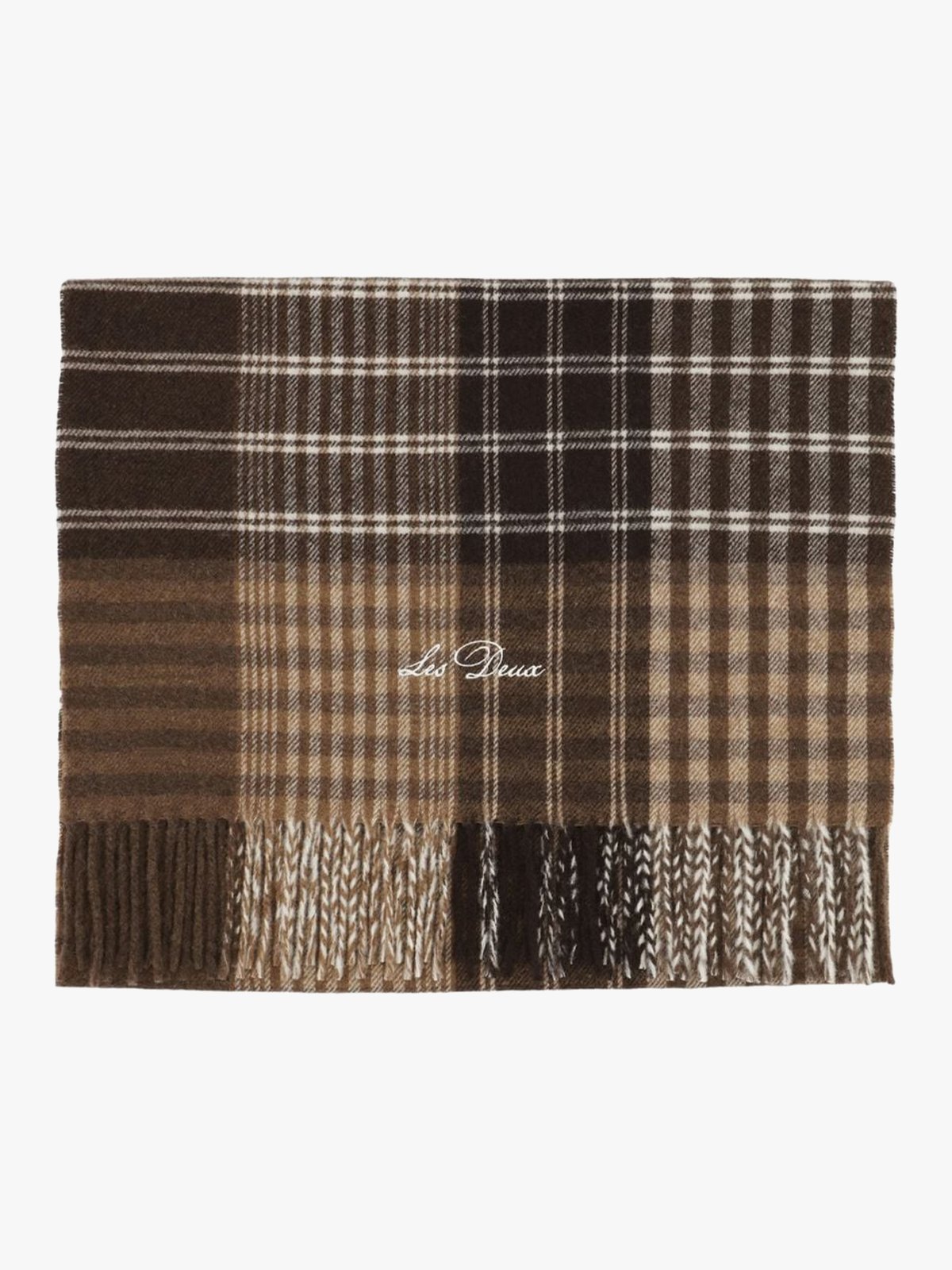 Les Deux Signature Patchwork Check Scarf Brun