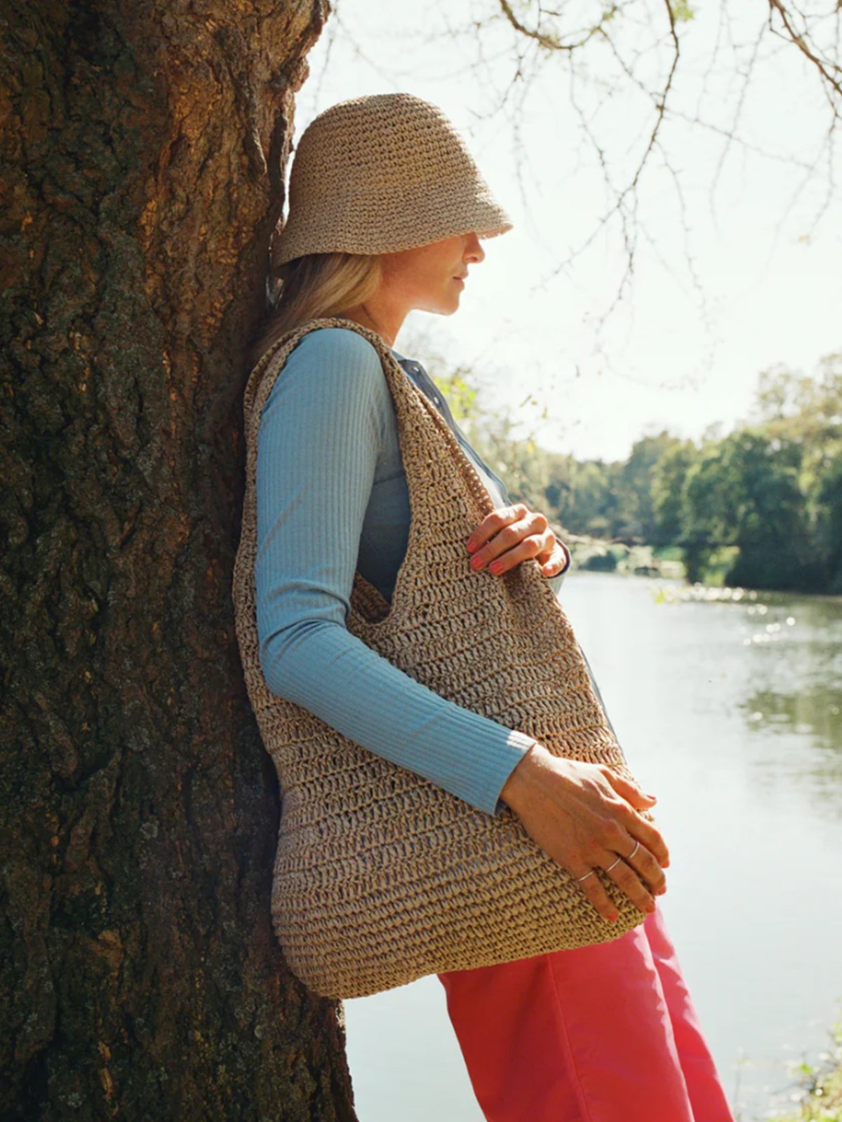 DAY ET Raffia Crochet Bucket Hat Starfish Beige