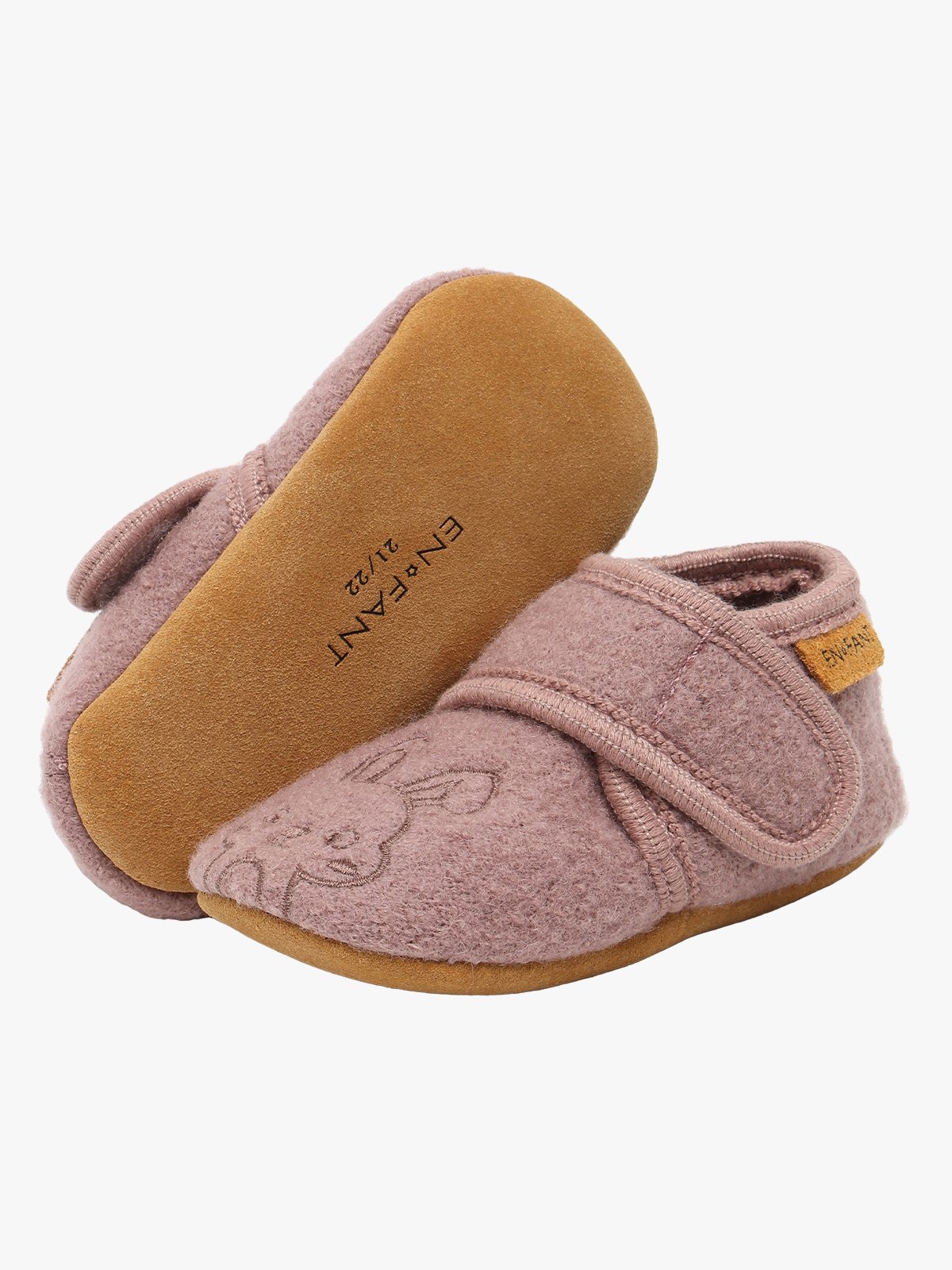 En Fant Wool Slippers w. Embroidery Marron