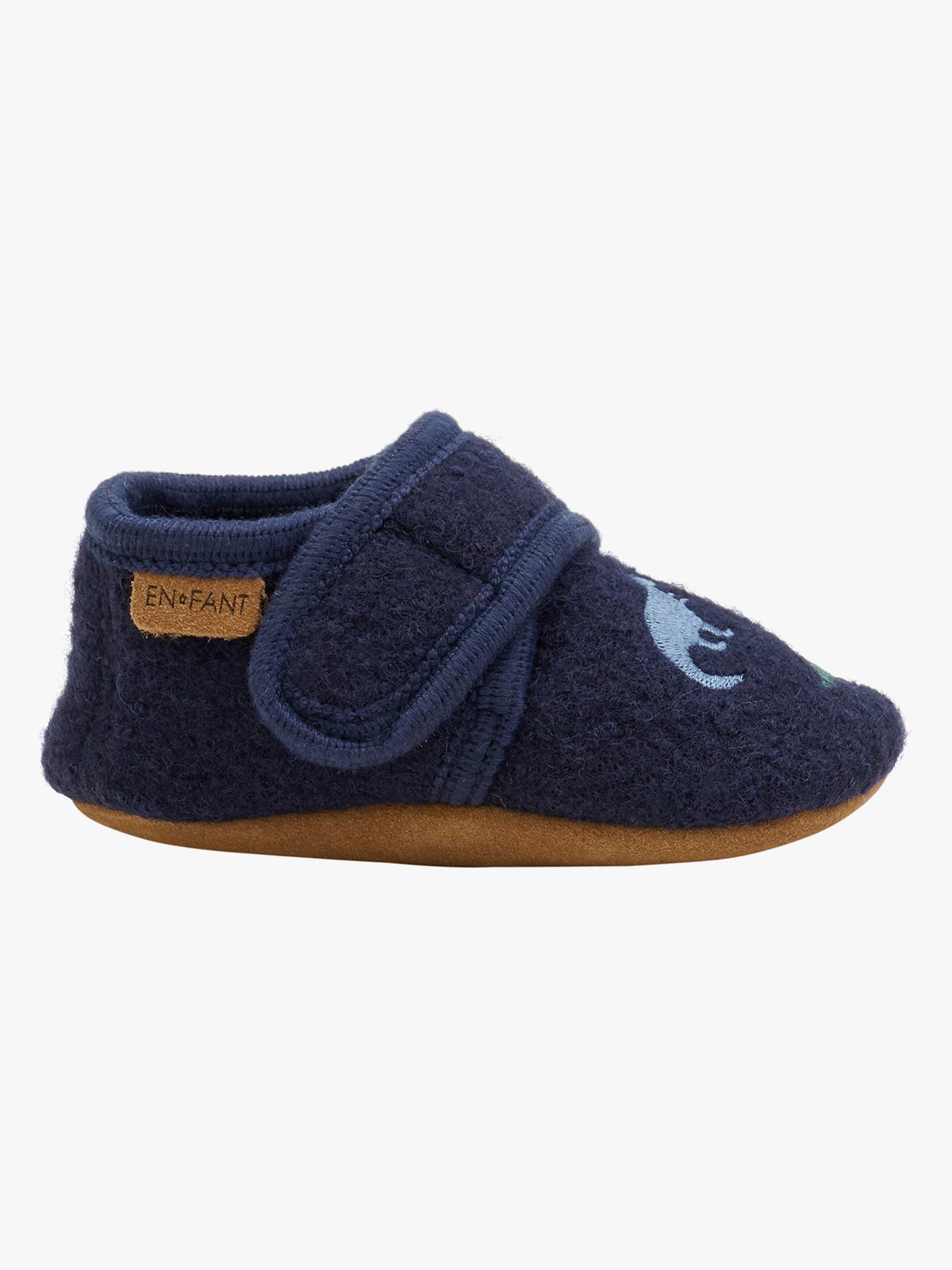 En Fant Wool Slippers w. Embroidery Navy