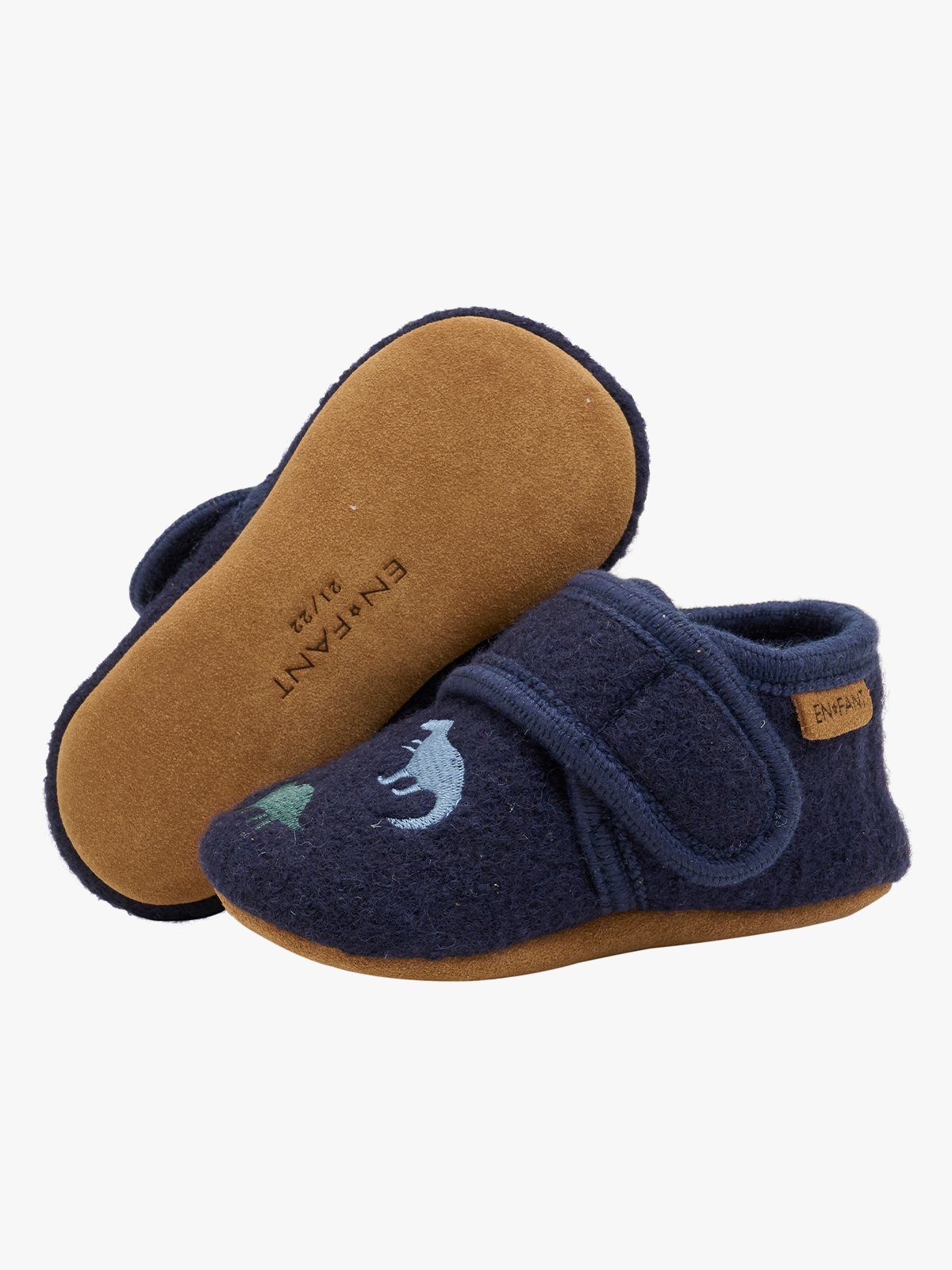 En Fant Wool Slippers w. Embroidery Navy