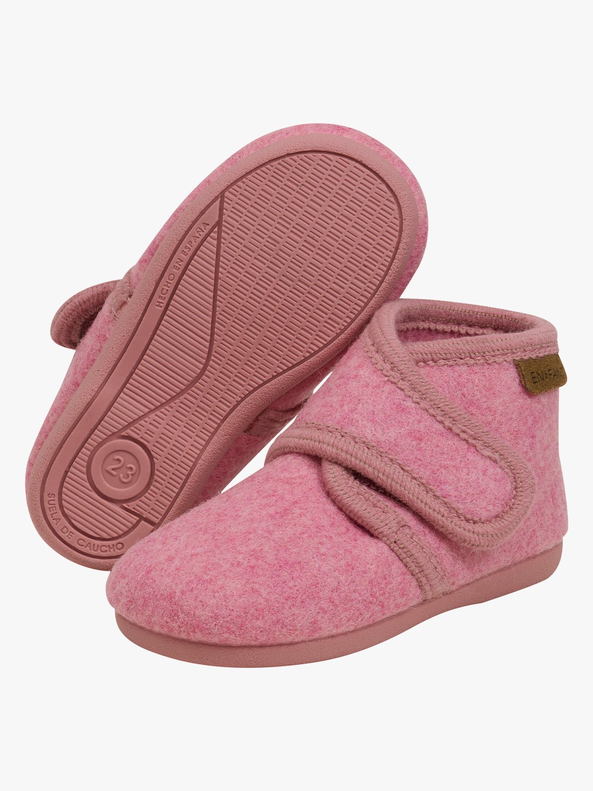 En Fant Slippers Wool Velcro Wild Rose