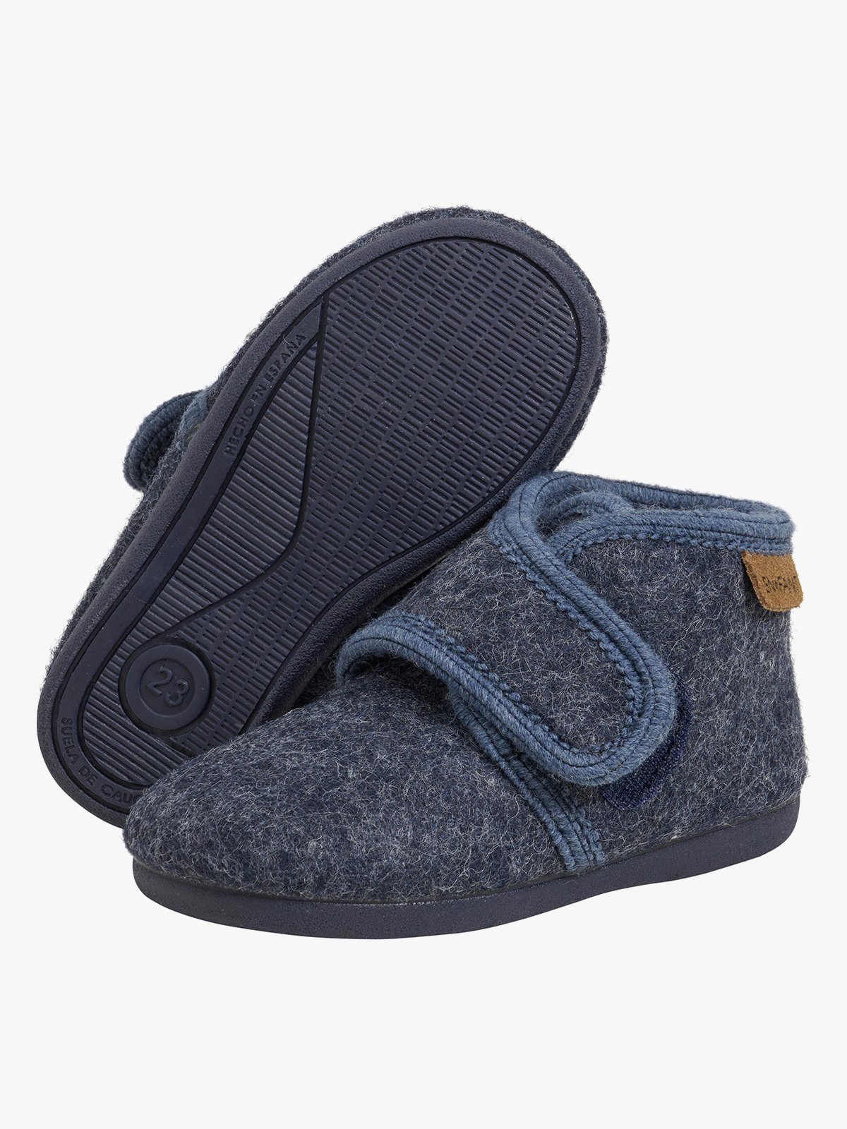 En Fant Slippers Wool Velcro Navy Melange