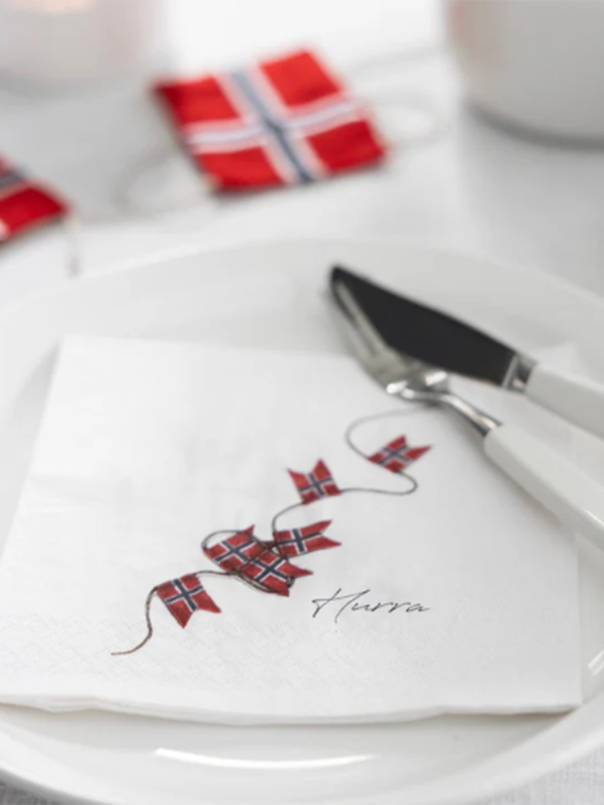 Sögne Serviett Flagg Hurra Flerfarget