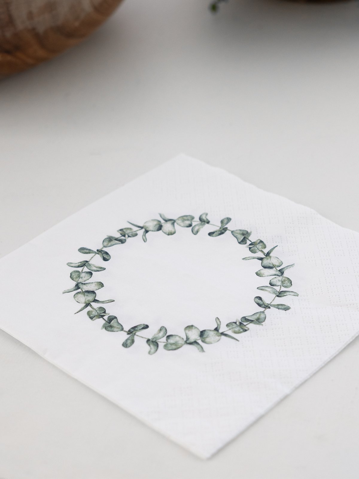 Sögne Serviett Eucalyptus Krans Hvit