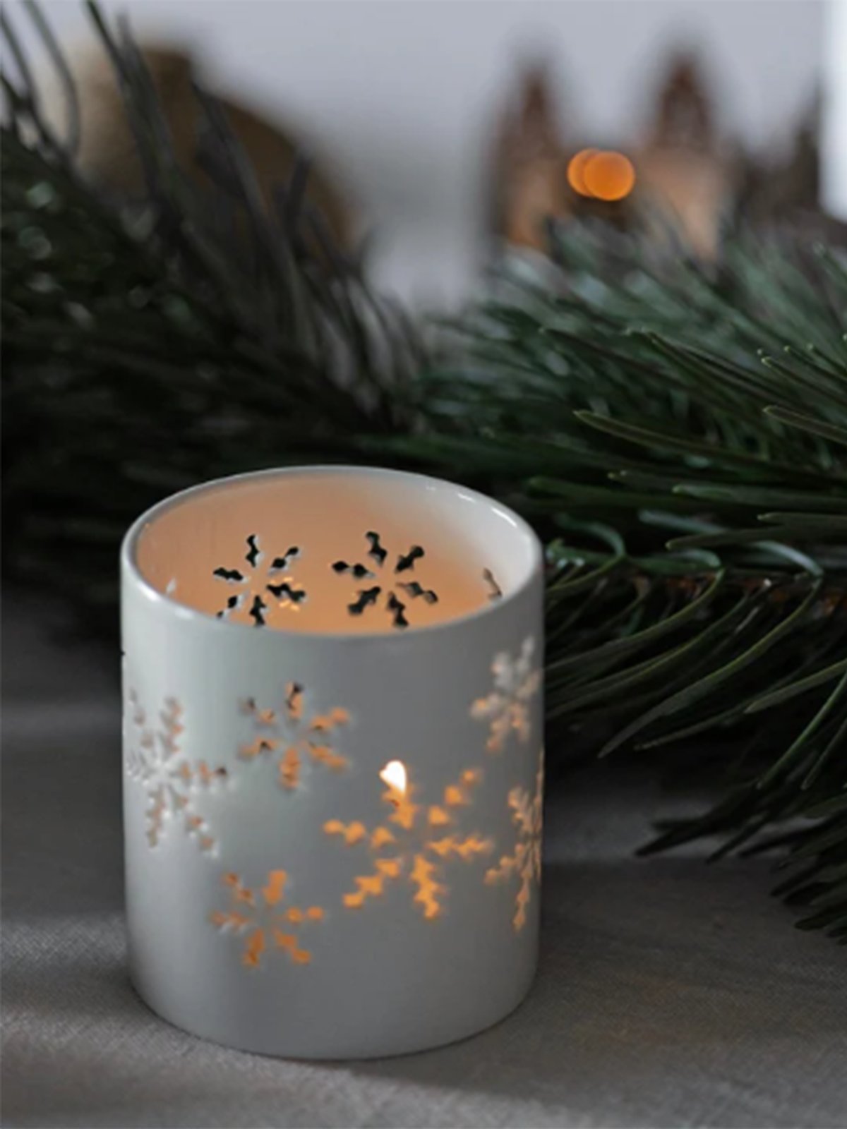 Sögne Hvit T-Lysholder Snøkrystall Small Hvit