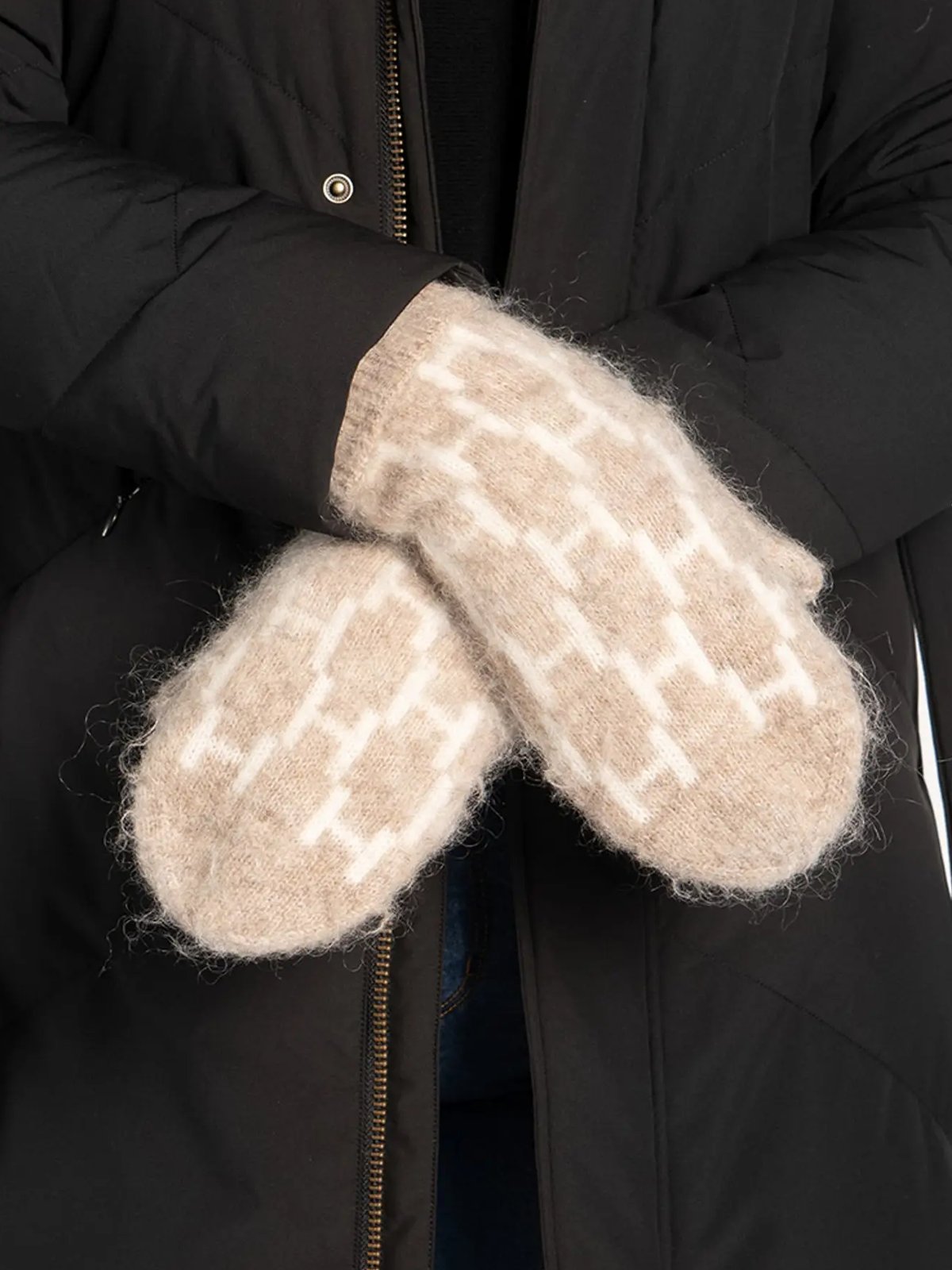 Hést Gera Mittens Light Brown Melange Brown