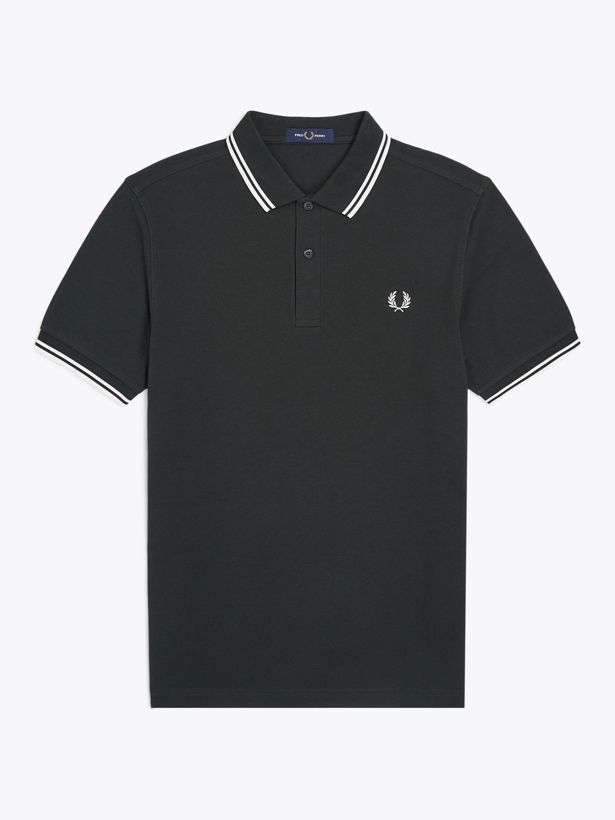 Fred Perry Twin Tipped Polo Night Green / Snow White