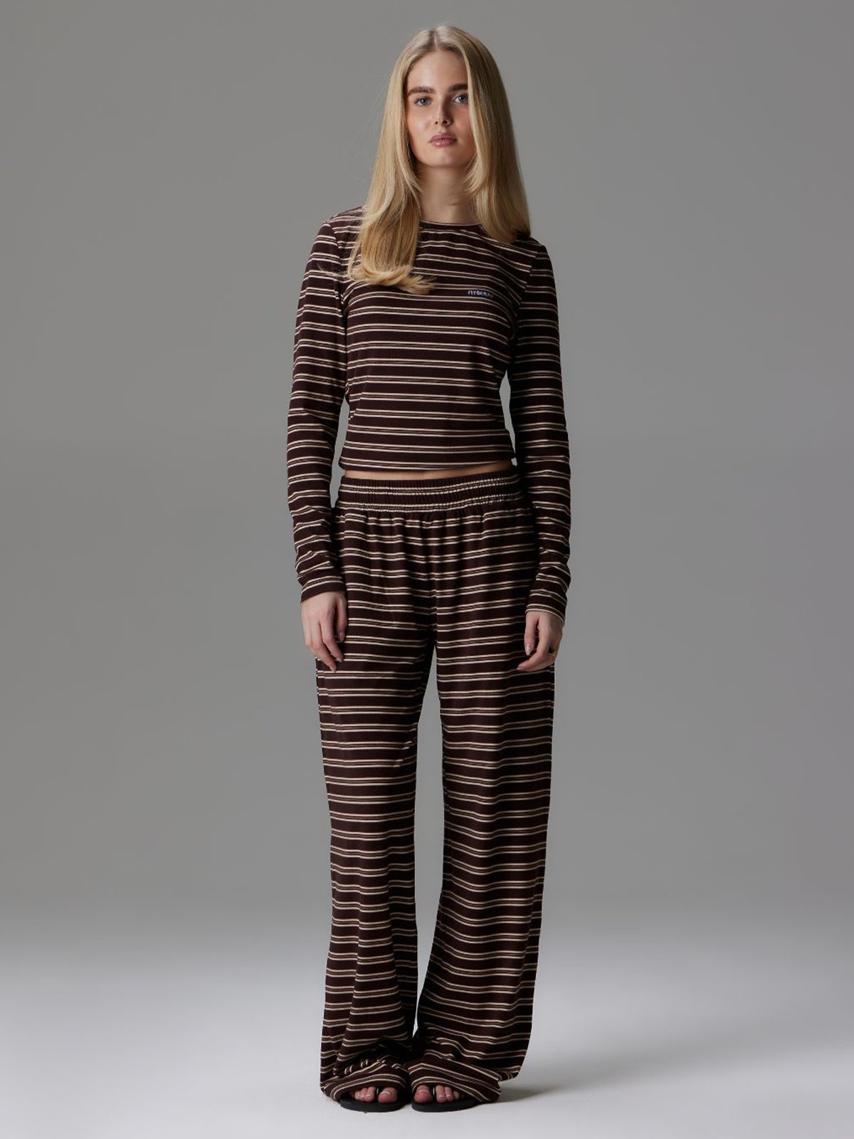 Fitberry Palmer Soft Stripe Top Brown / Creme