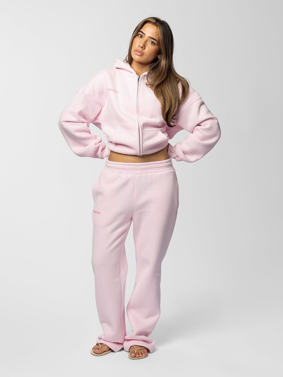 Fitberry Signature Oversized Zip Hoodie Pink