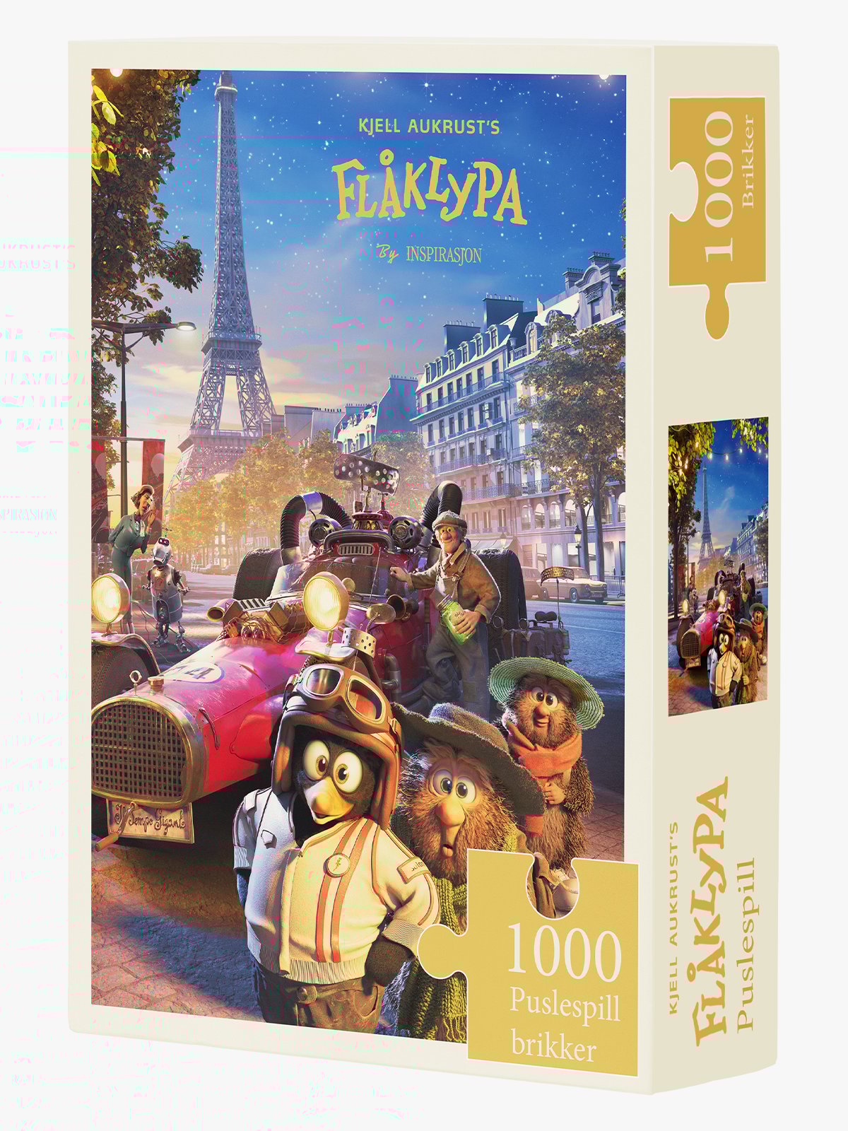 Flåklypa Puslespill 1000 - Fra Paris til Pyramidene Flerfarget