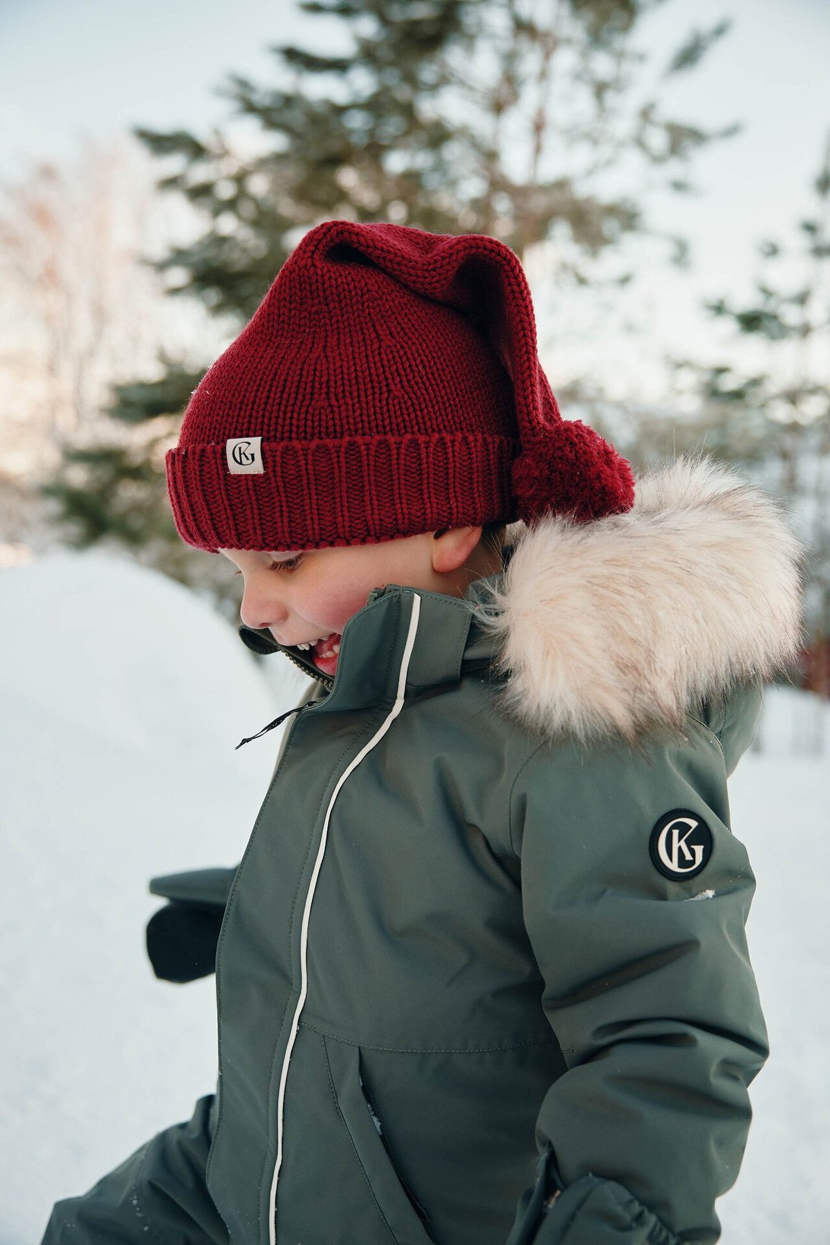 Gullkorn Nisselue Ull Dus Rød