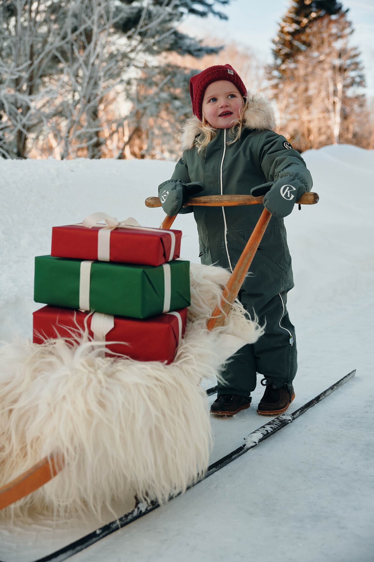 Gullkorn Nisselue Ull Dus Rød