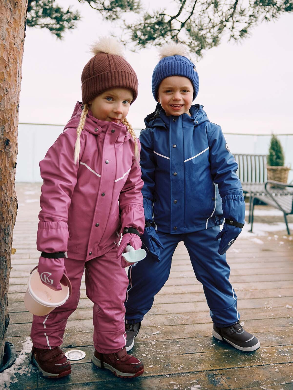 Gullkorn Slush PU Vinter Sett Mørk Blå