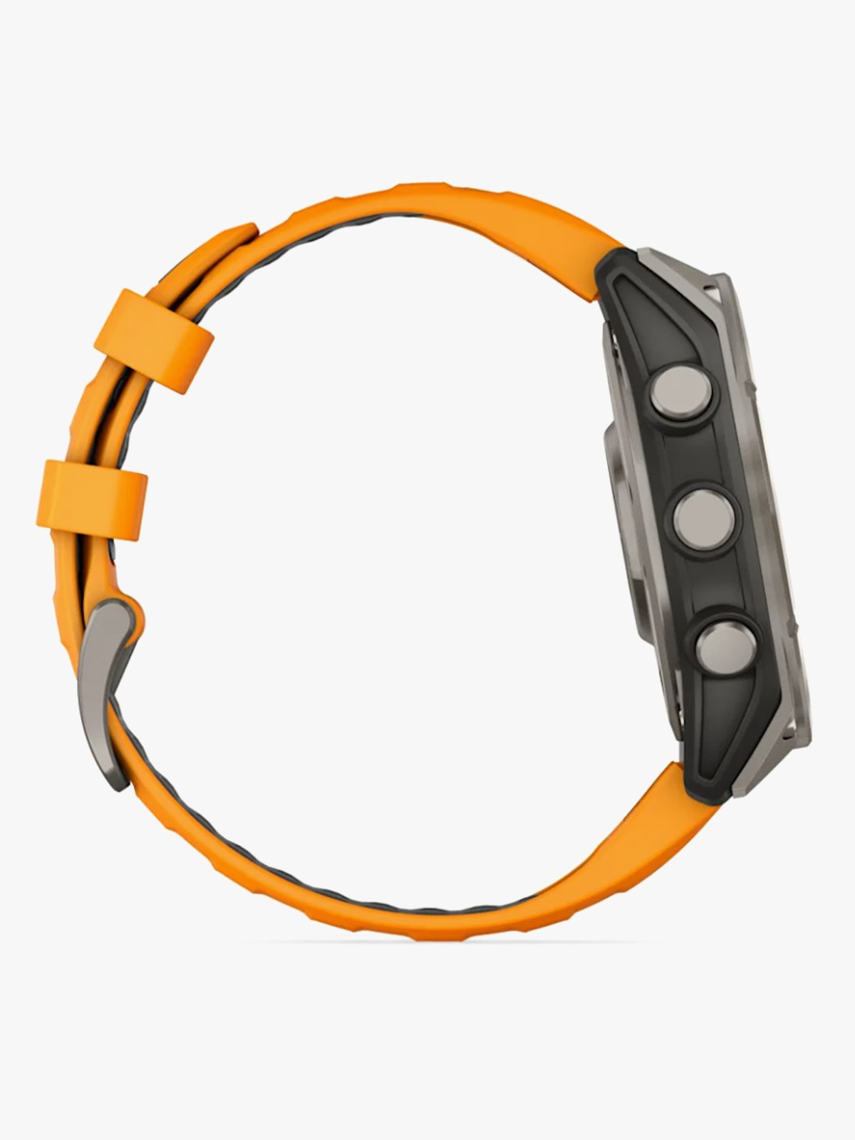 Garmin fenix 8–47 mm, AMOLED Sapphire, Titan med oransje/grafittifarget silikonrem