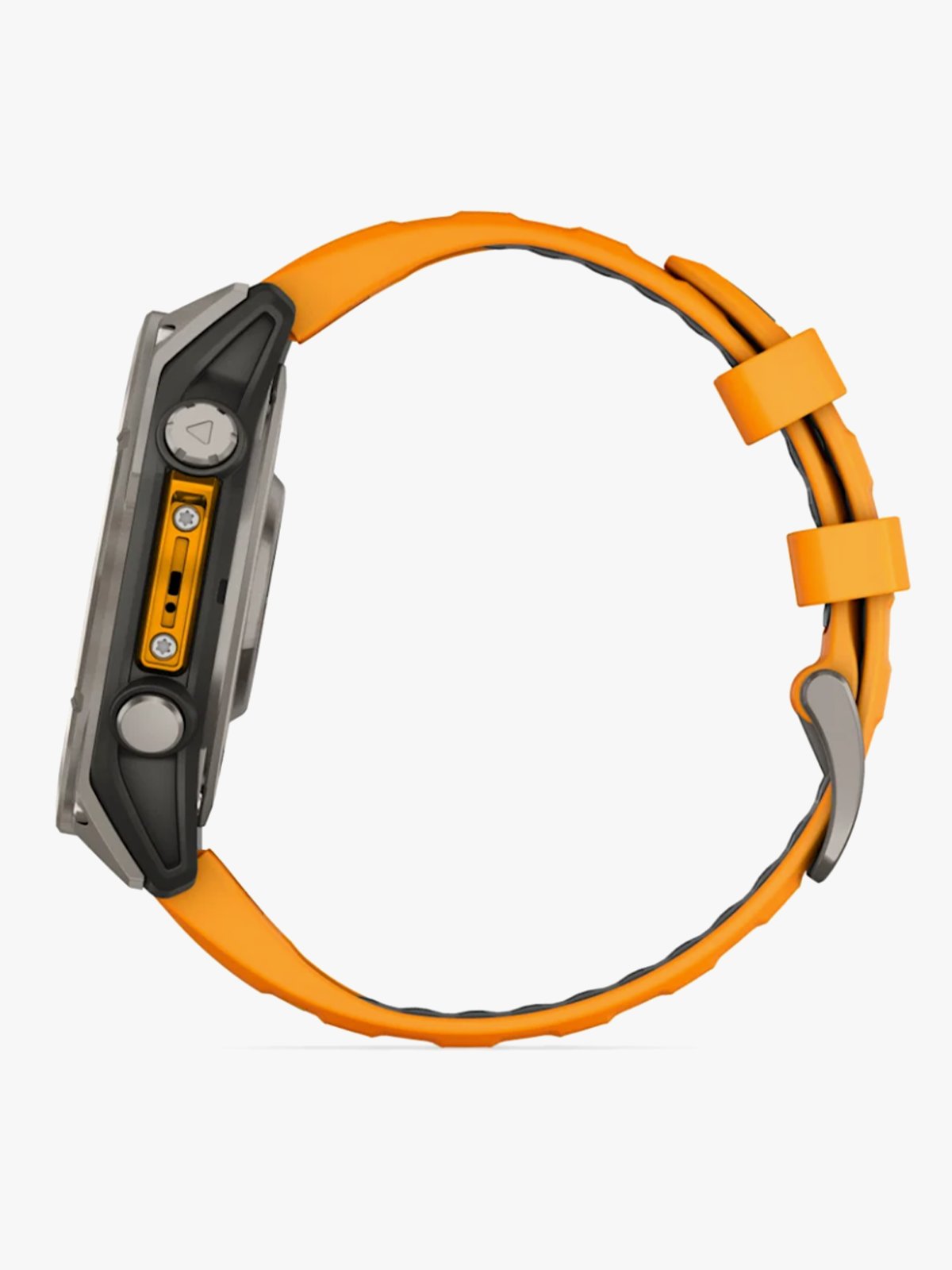 Garmin fenix 8–47 mm, AMOLED Sapphire, Titan med oransje/grafittifarget silikonrem