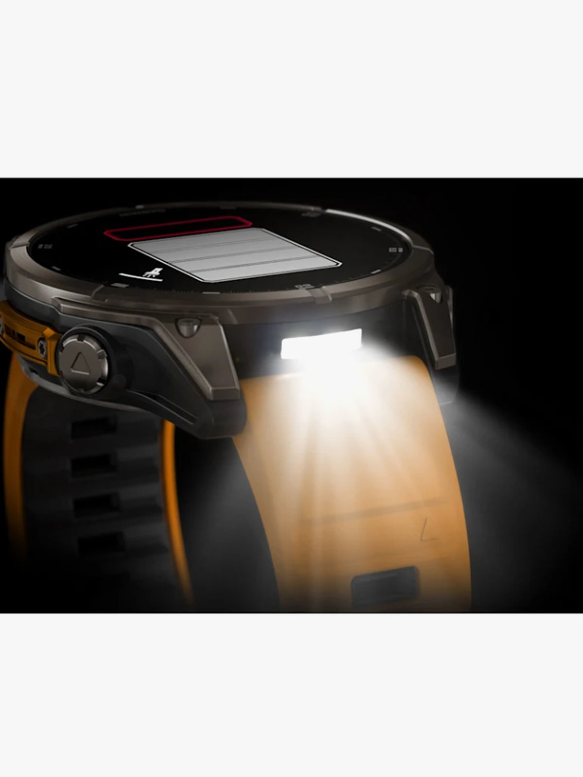 Garmin fenix 8–47 mm, AMOLED Sapphire, Titan med oransje/grafittifarget silikonrem