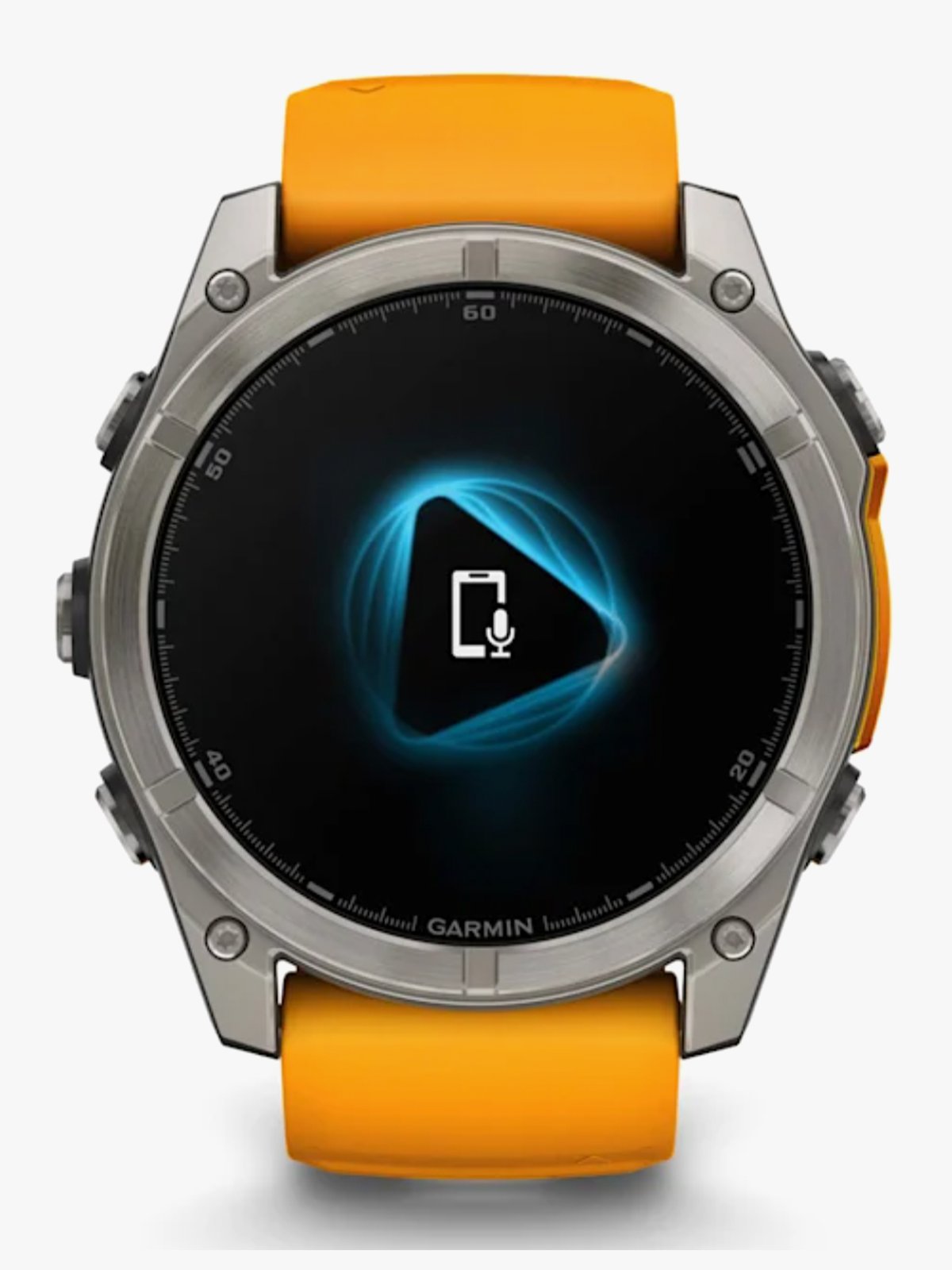 Garmin fenix 8–51 mm, AMOLED Sapphire, Titan med oransje/grafittfarget silikonrem