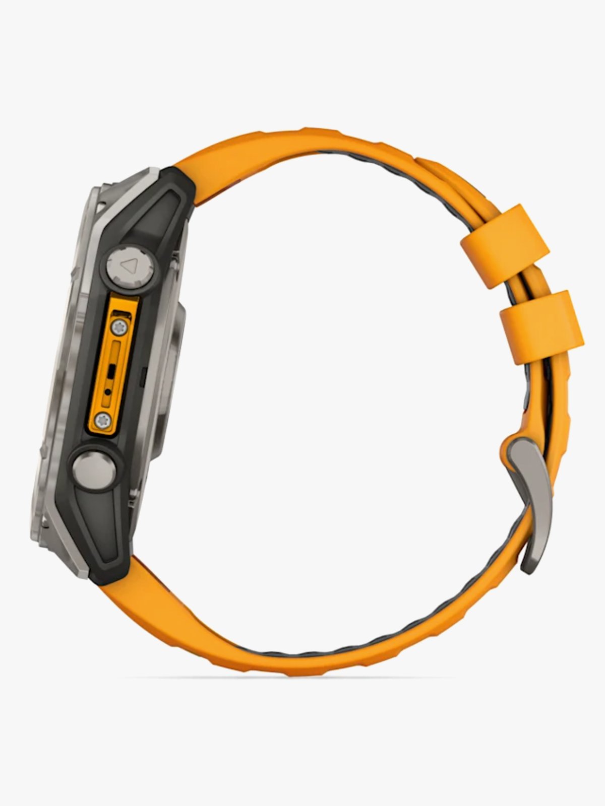 Garmin fenix 8–51 mm, AMOLED Sapphire, Titan med oransje/grafittfarget silikonrem