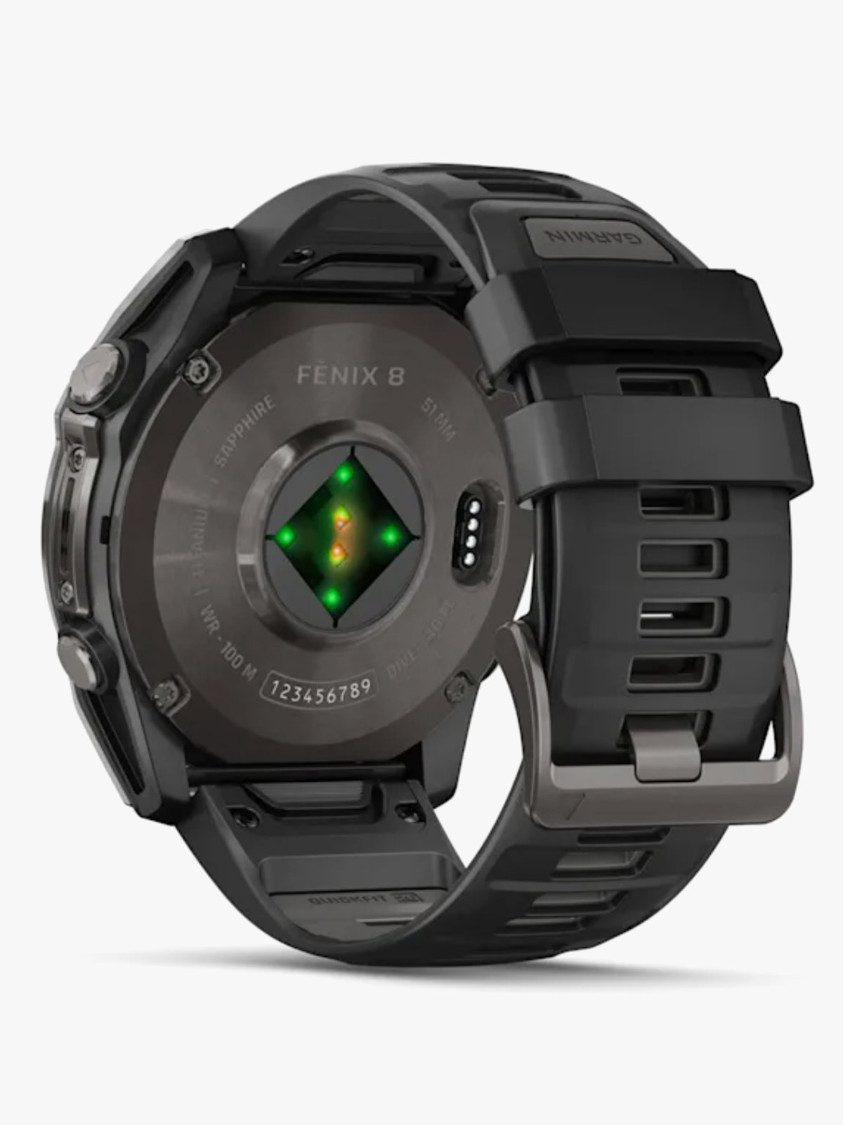 Garmin fenix 8–51 mm, AMOLED Sapphire, Karbongrå DLC med sort/steingrå silikonrem