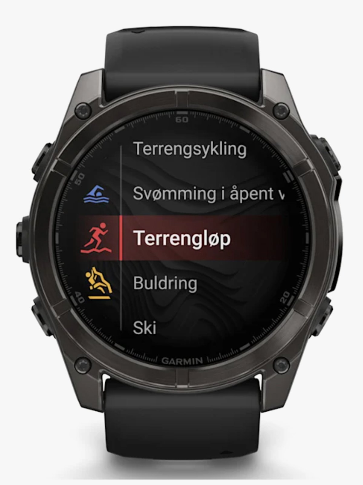 Garmin fenix 8–51 mm, AMOLED Sapphire, Karbongrå DLC med sort/steingrå silikonrem