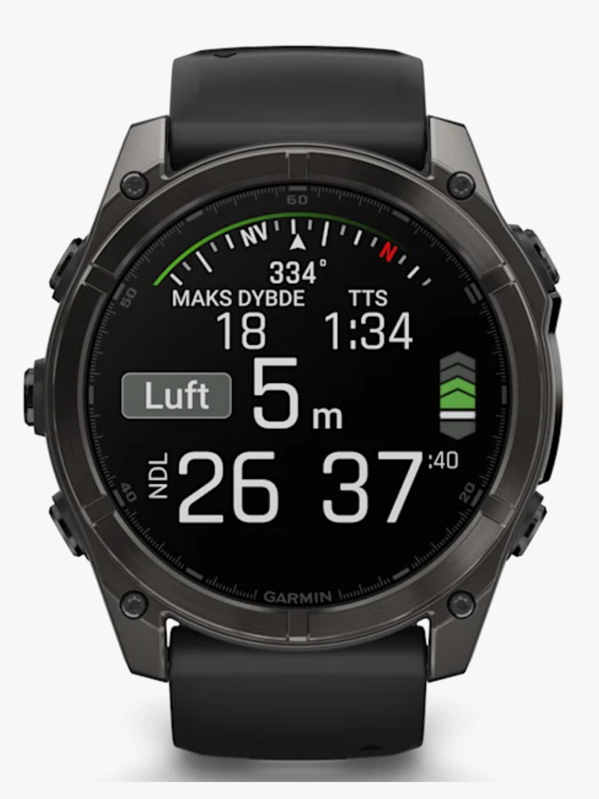 Garmin fenix 8–51 mm, AMOLED Sapphire, Karbongrå DLC med sort/steingrå silikonrem