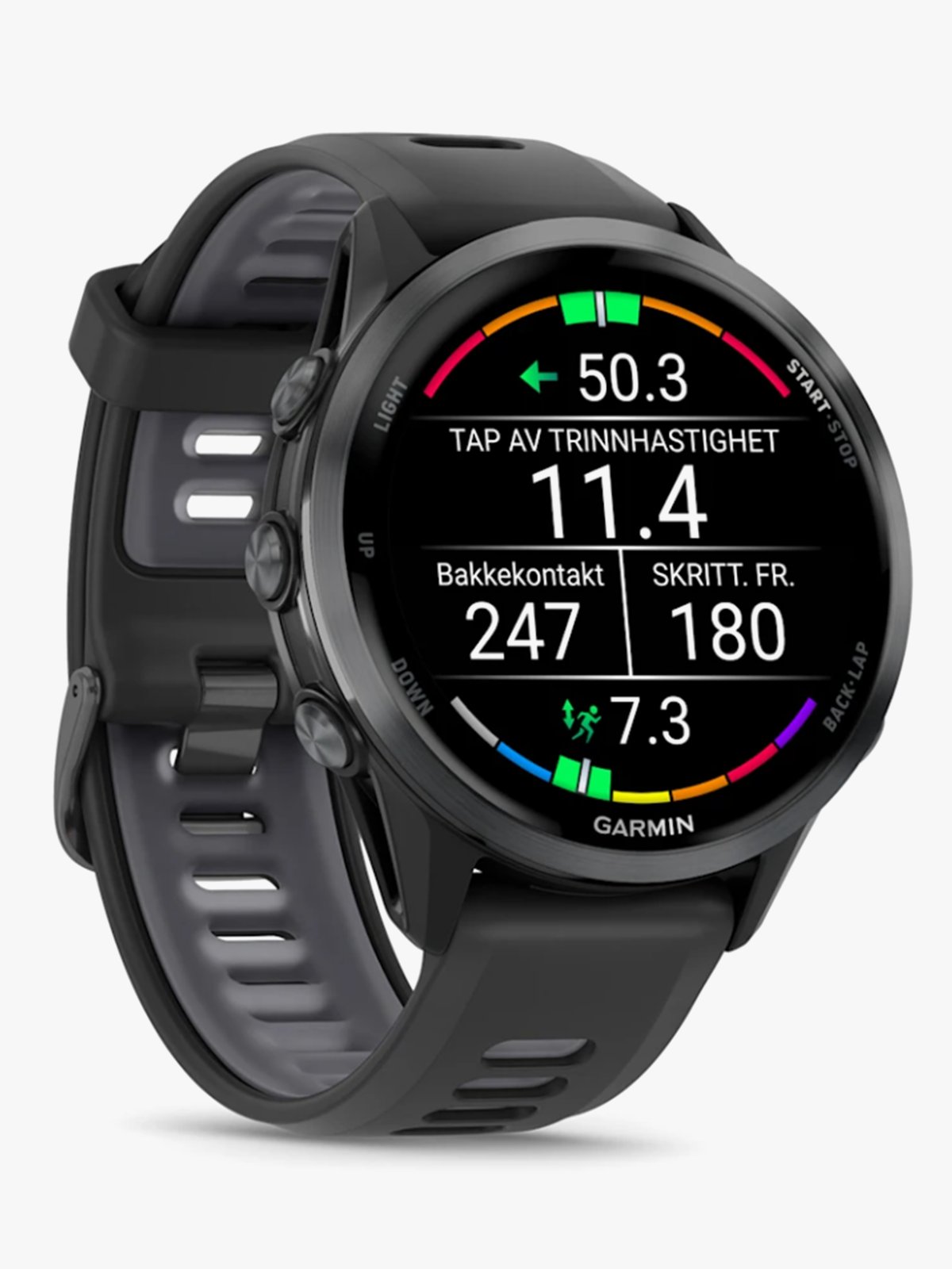 Garmin Forerunner 970 Karbongrå dlc-titan med svart etui og sort/gjennomsiktig granulittfarget rem