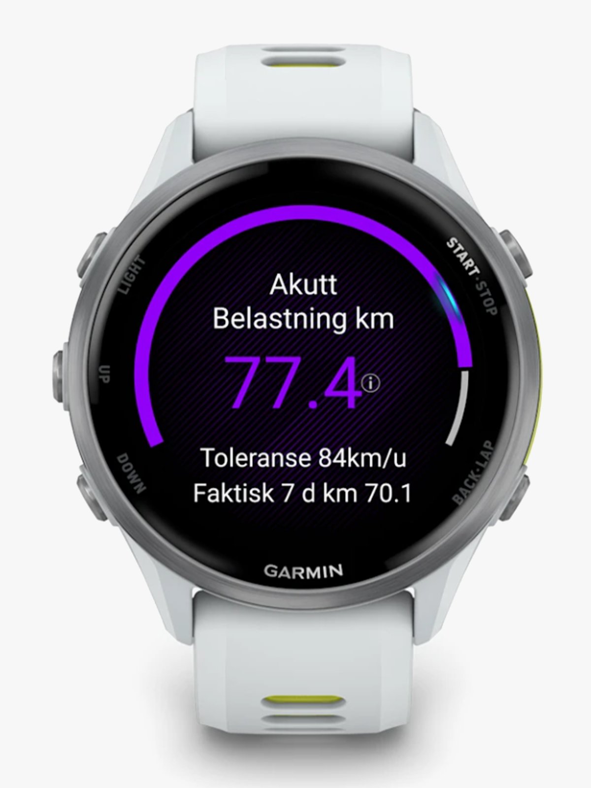 Garmin Forerunner 970 Titan med granulittfraget etui og granulittfarget/gjennomsiktig gul rem