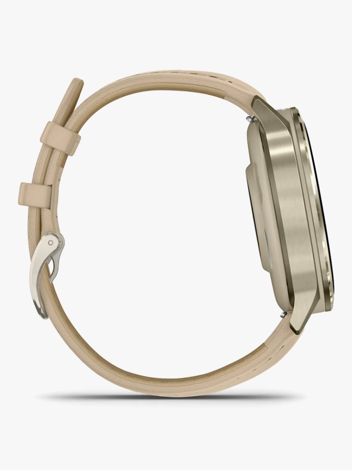 Garmin Venu 4 – 41 mm Lunar Gold med Bone-silikonrem og lys sandfarget skinnrem