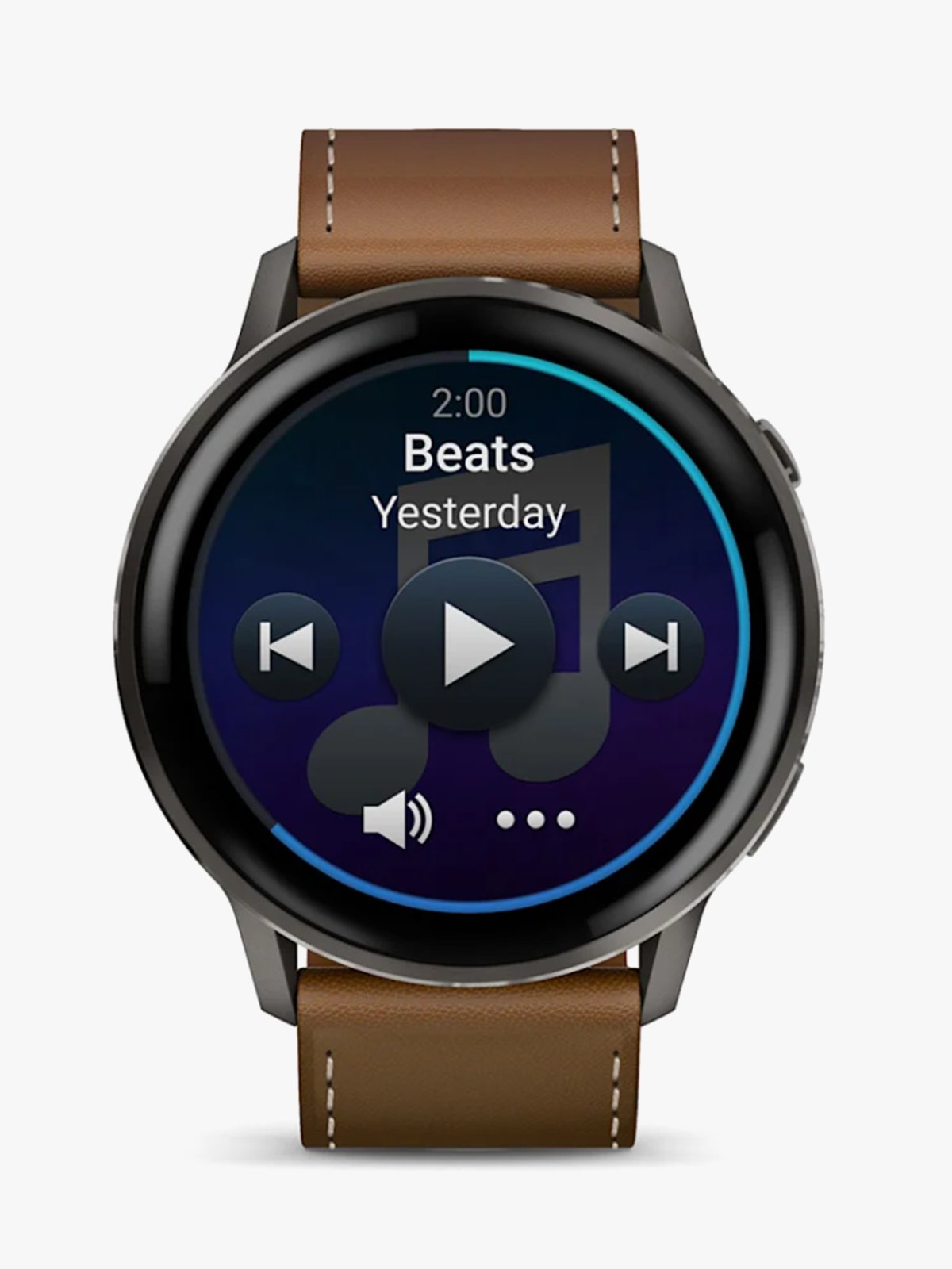 Garmin Venu 4 – 45 mm Skifergrå med sort silikonrem og brun skinnrem