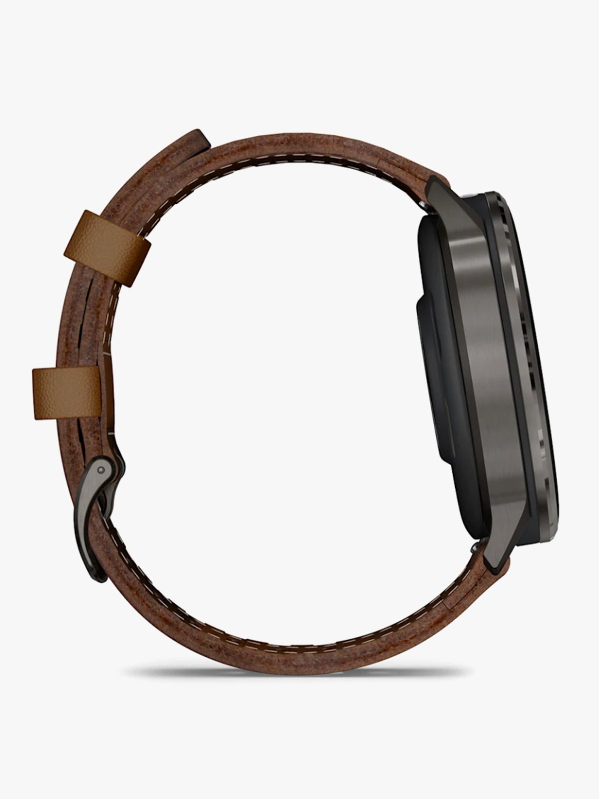 Garmin Venu 4 – 45 mm Skifergrå med sort silikonrem og brun skinnrem