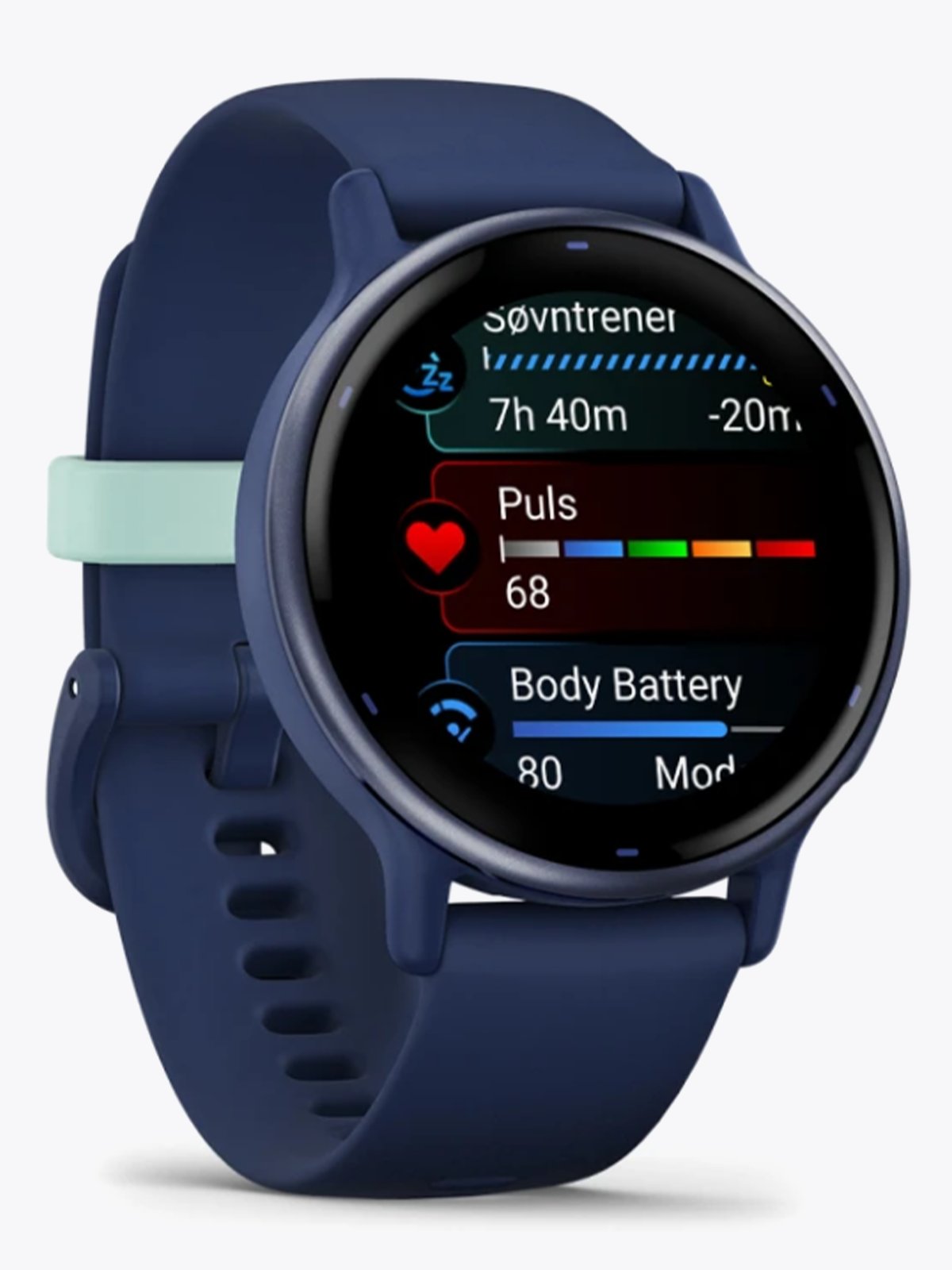 Garmin Vivoactive 5 Aluminiumsramme: Metallisk marineblå / Urkasse og silikonrem: Marineblå