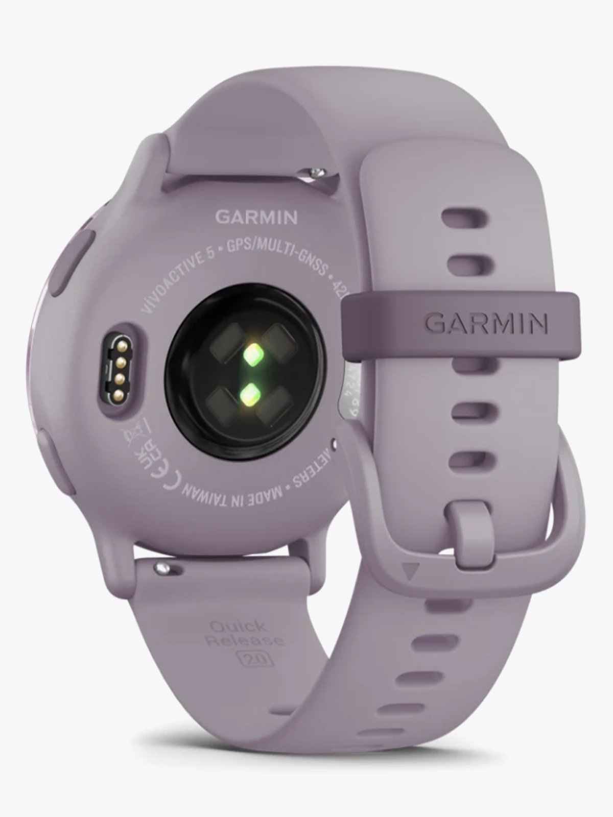 Garmin Vivoactive 5 Aluminiumsramme: Metallisk Orkidefarget / Urkasse og silikonrem: Orkidefarget