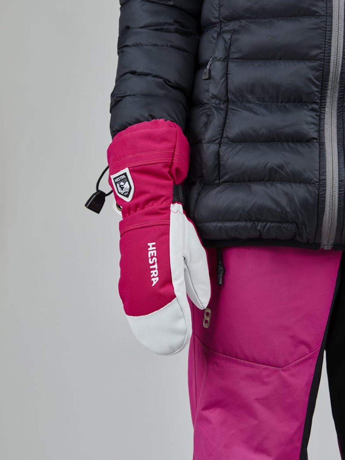 Hestra Army Leather Heli Ski Junior mitt Fuchsia