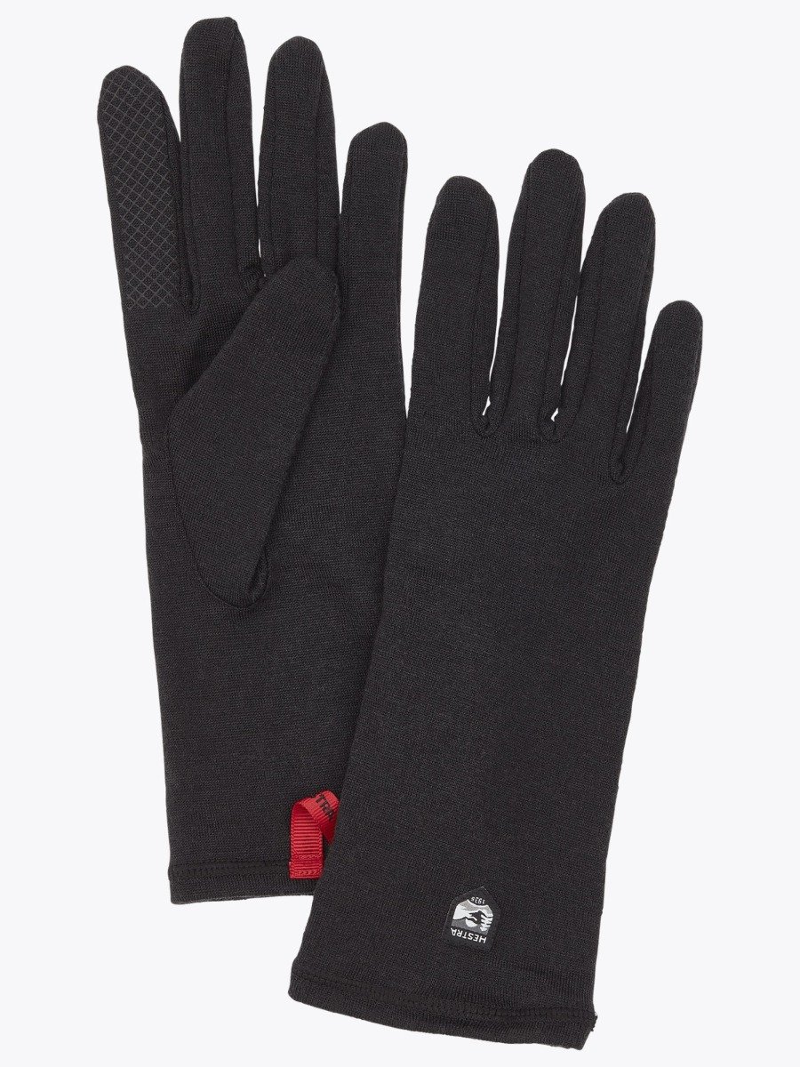Hestra Merino Wool Liner Long- 5 finger Black
