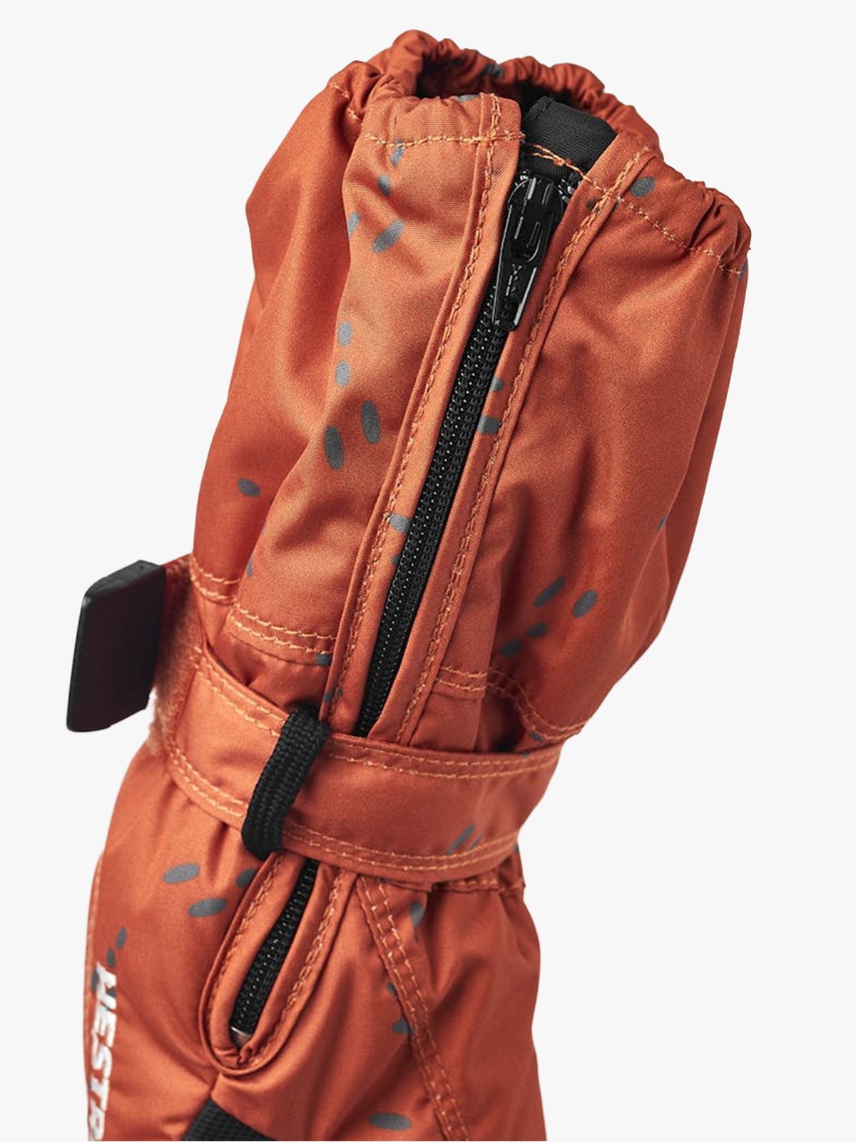 Hestra Baby Zip Long mitt Orange Print