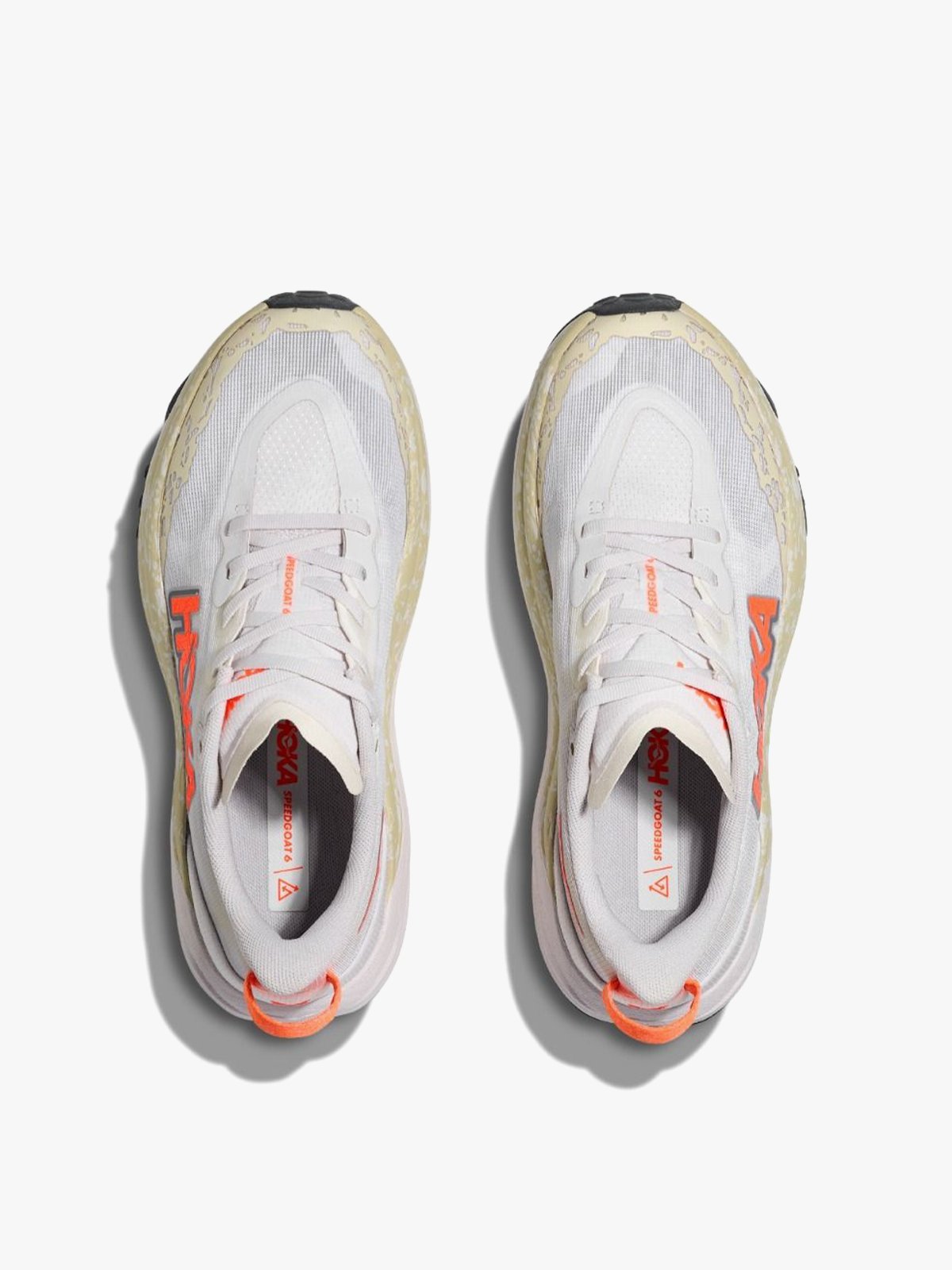 Hoka Speedgoat 6 White / Neon Tangerine