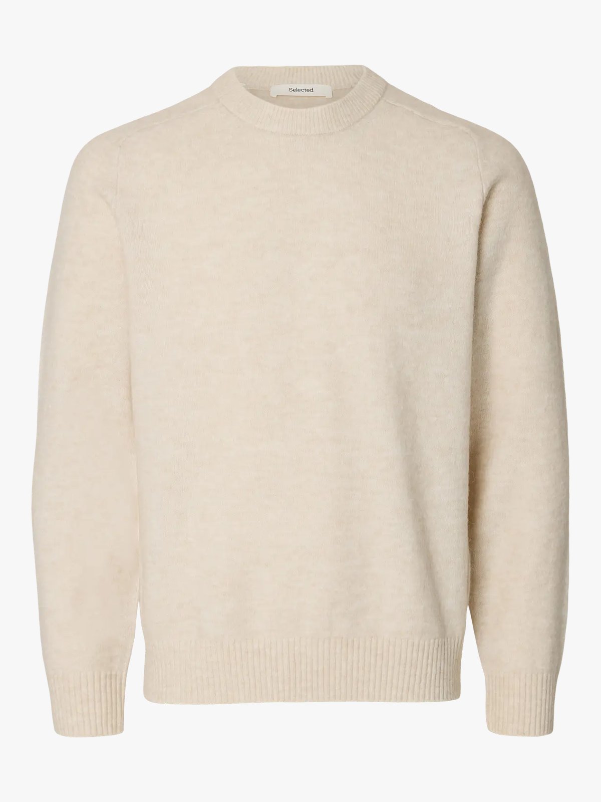 Selected Homme Rai Long Sleeve Knit Crew Neck Oatmeal Melange