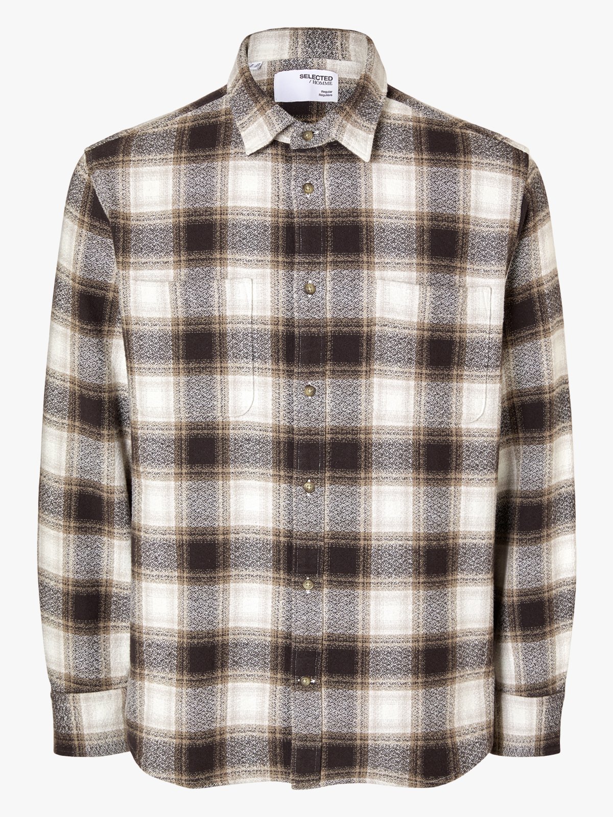 Selected Homme Regowen Grindle Check Shirt Long Sleeve Chocolate Torte Checks
