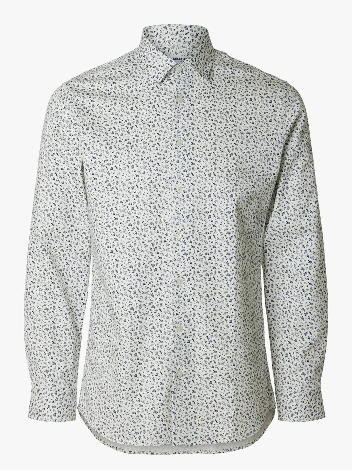 Selected Homme Slim Performance Shirt Long Sleeve Bright White Floral