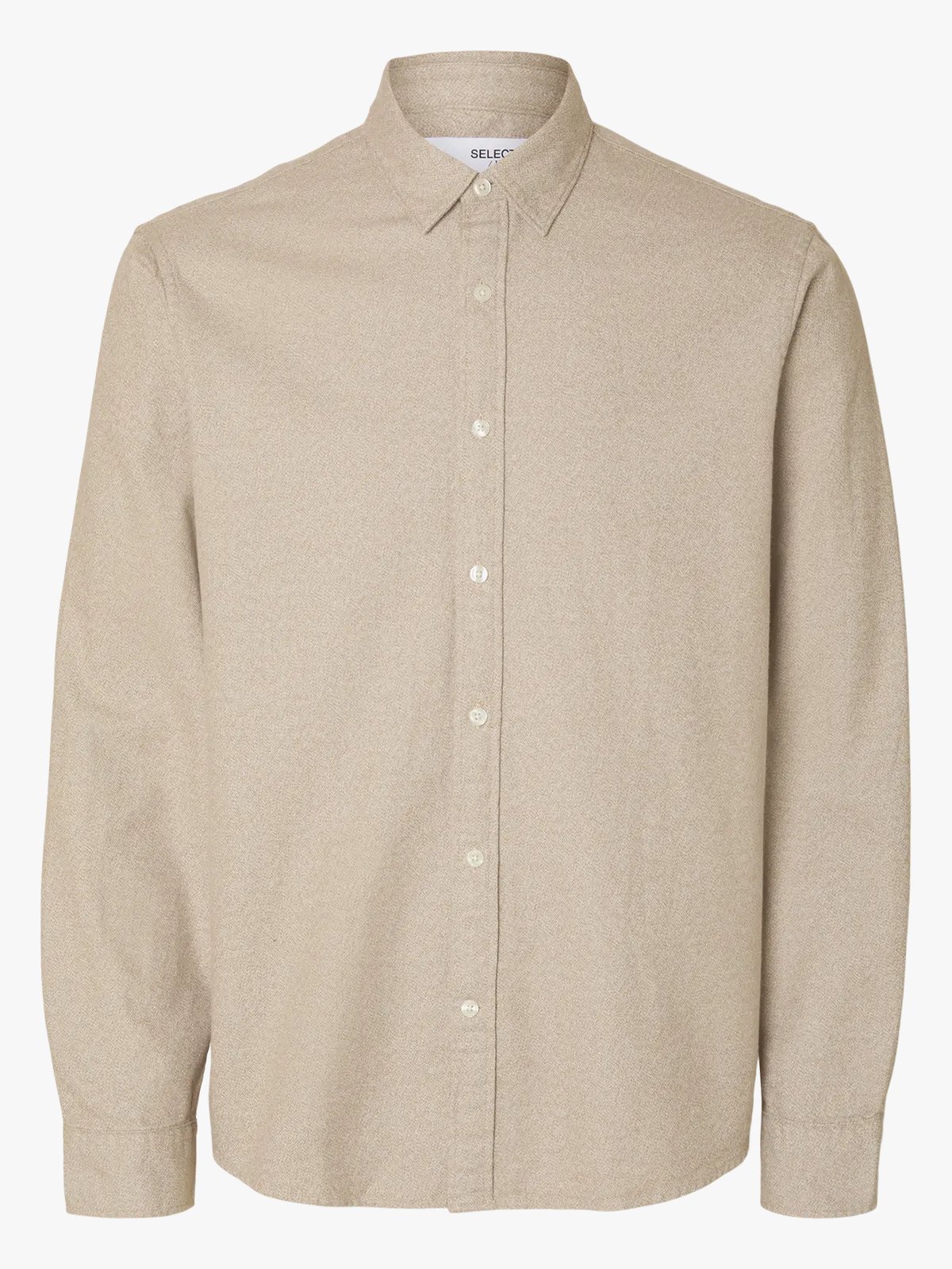 Selected Homme Regular Noah Brushed Twist Shirt Long Sleeve Egret Twisted - Chinchilla