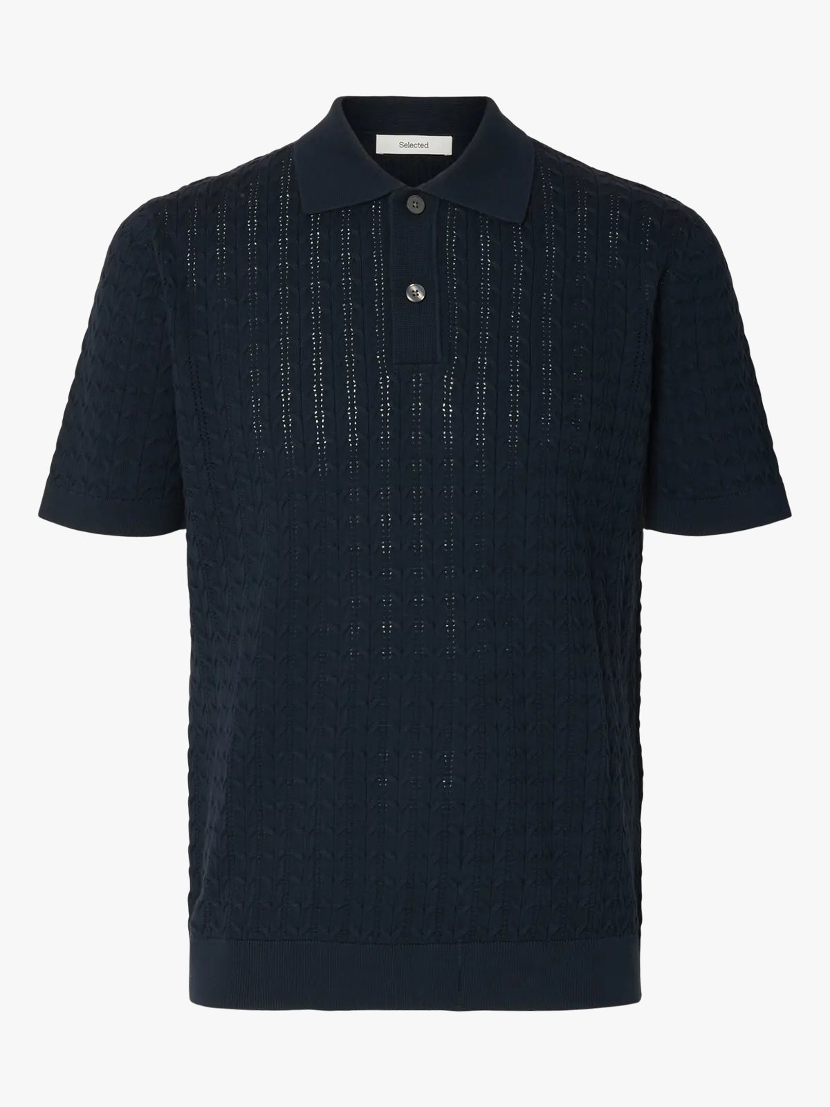 Selected Homme Mattis Short Sleeve Knit New Cable Polo Sky Captain