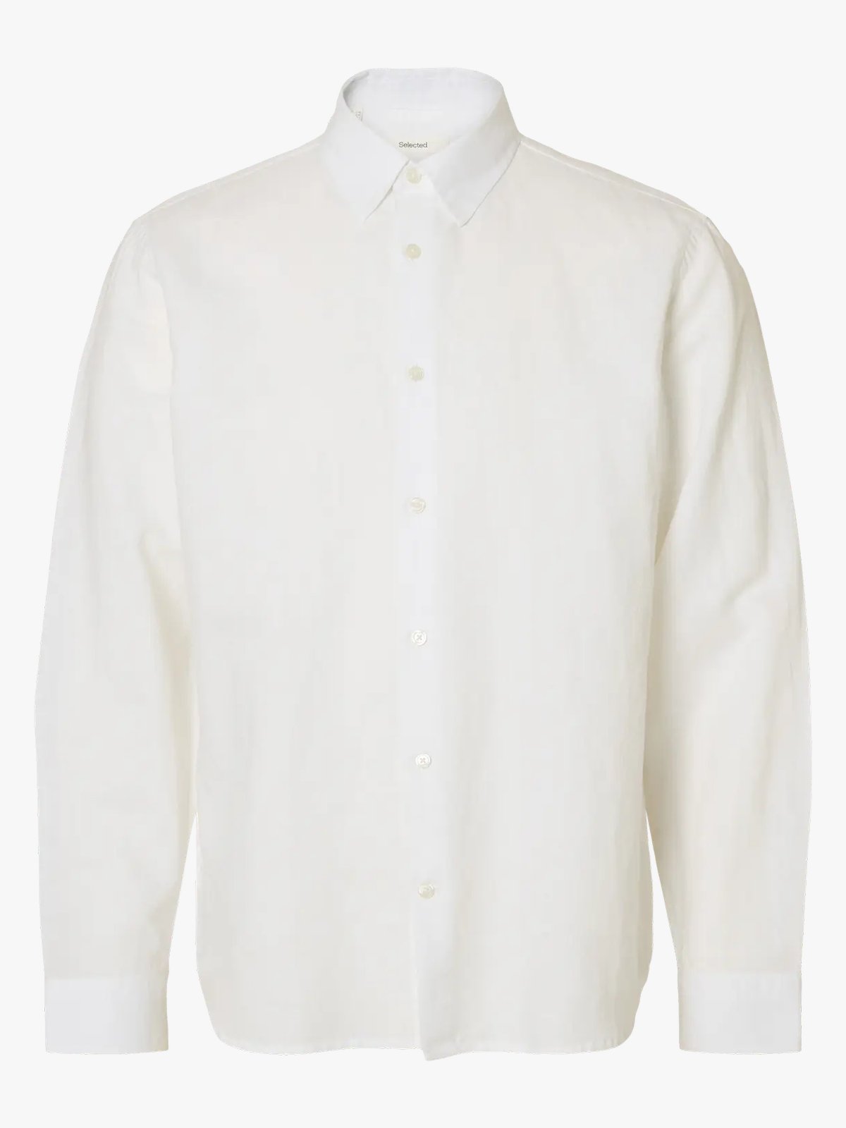 Selected Homme Regular Clay Linen Blend Long Sleeve Shirt Classic Bright White
