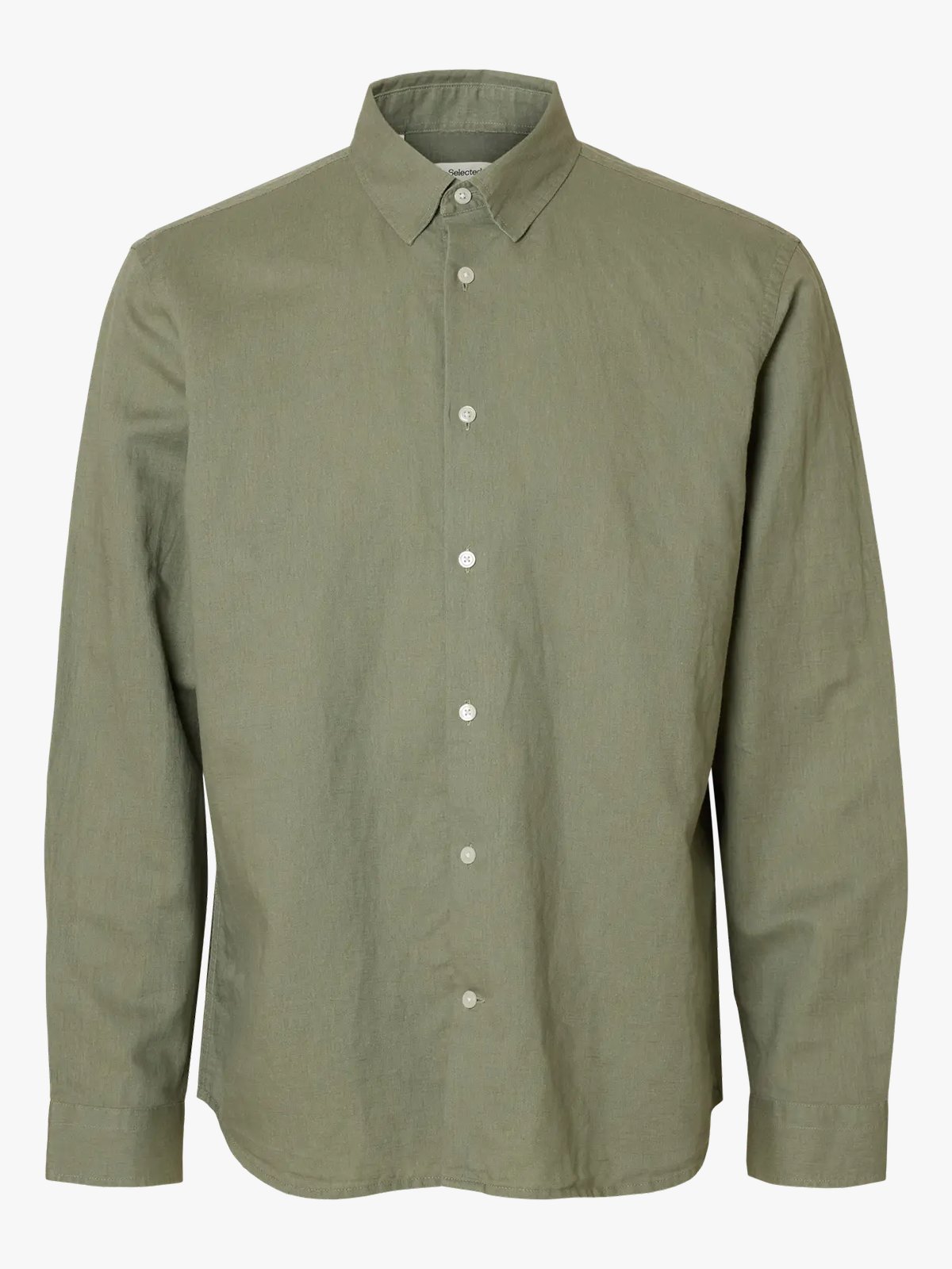 Selected Homme Regular Clay Linen Blend Long Sleeve Shirt Classic Vetiver