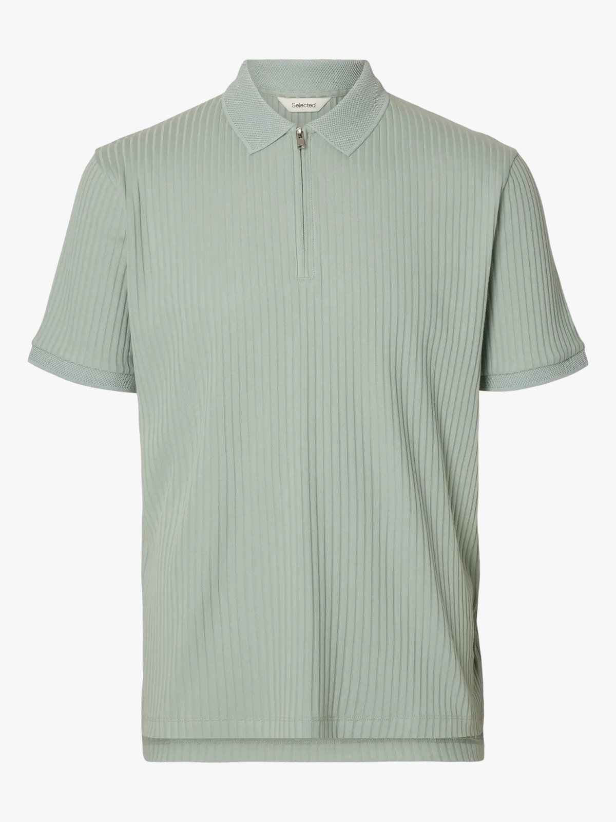 Selected Homme Fave Structure Short Sleeve Polo Aqua Gray