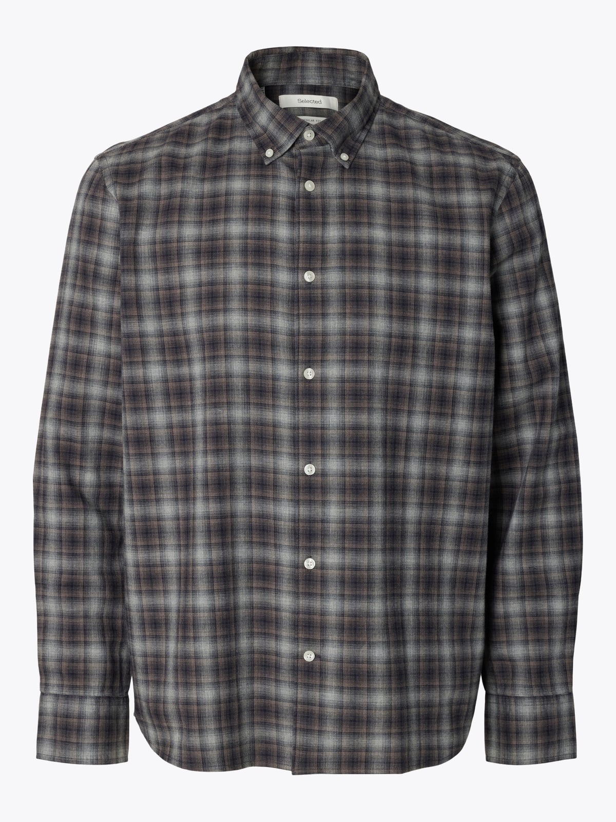 Selected Homme Regular Cole Jay Melange Long Sleeve Shirt Sky Captain Brown