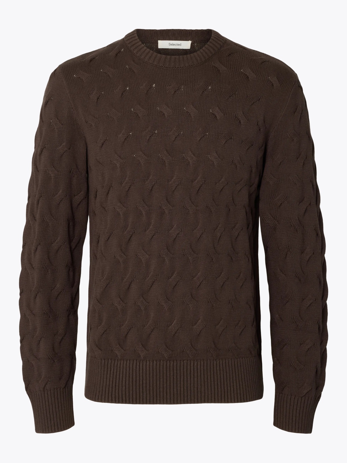 Selected Homme Carlos Long Sleeve Cable Crew Neck Delicioso