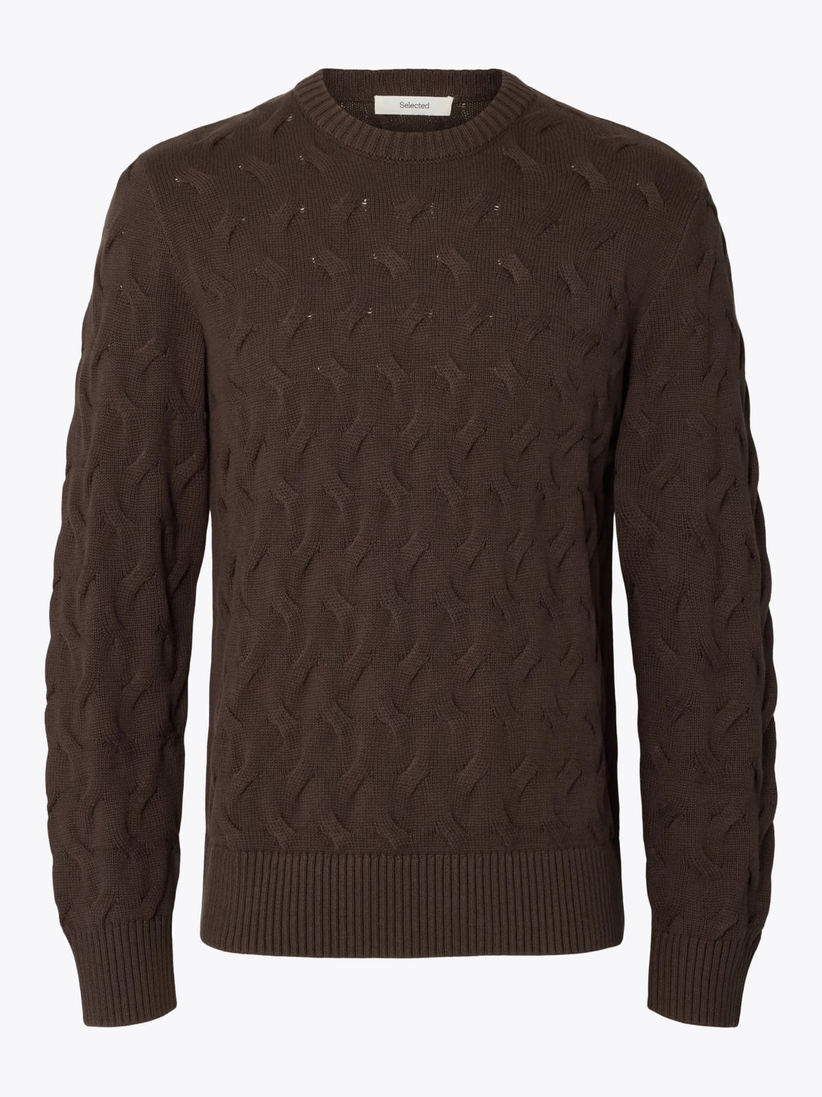 Selected Homme Carlos Long Sleeve Cable Crew Neck Delicioso