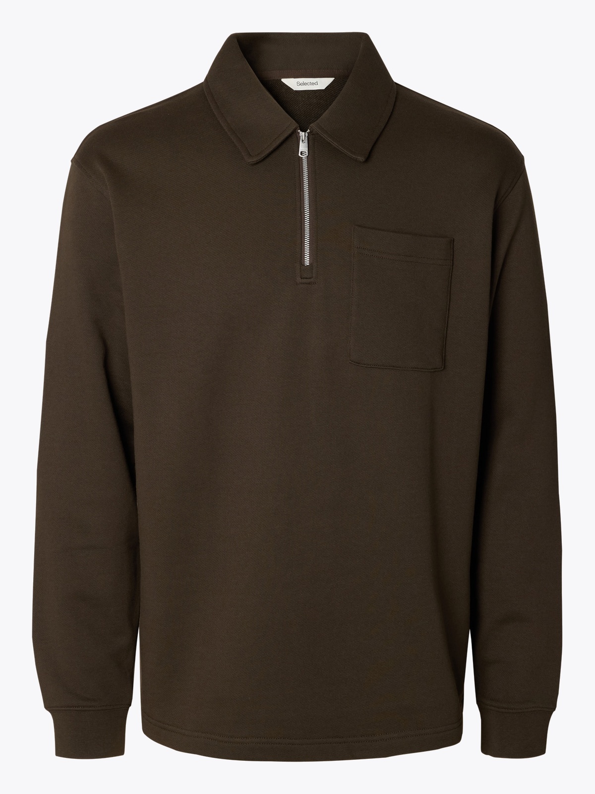 Selected Homme Scott Long Sleeve Half Zip Sweat Turkish Coffee
