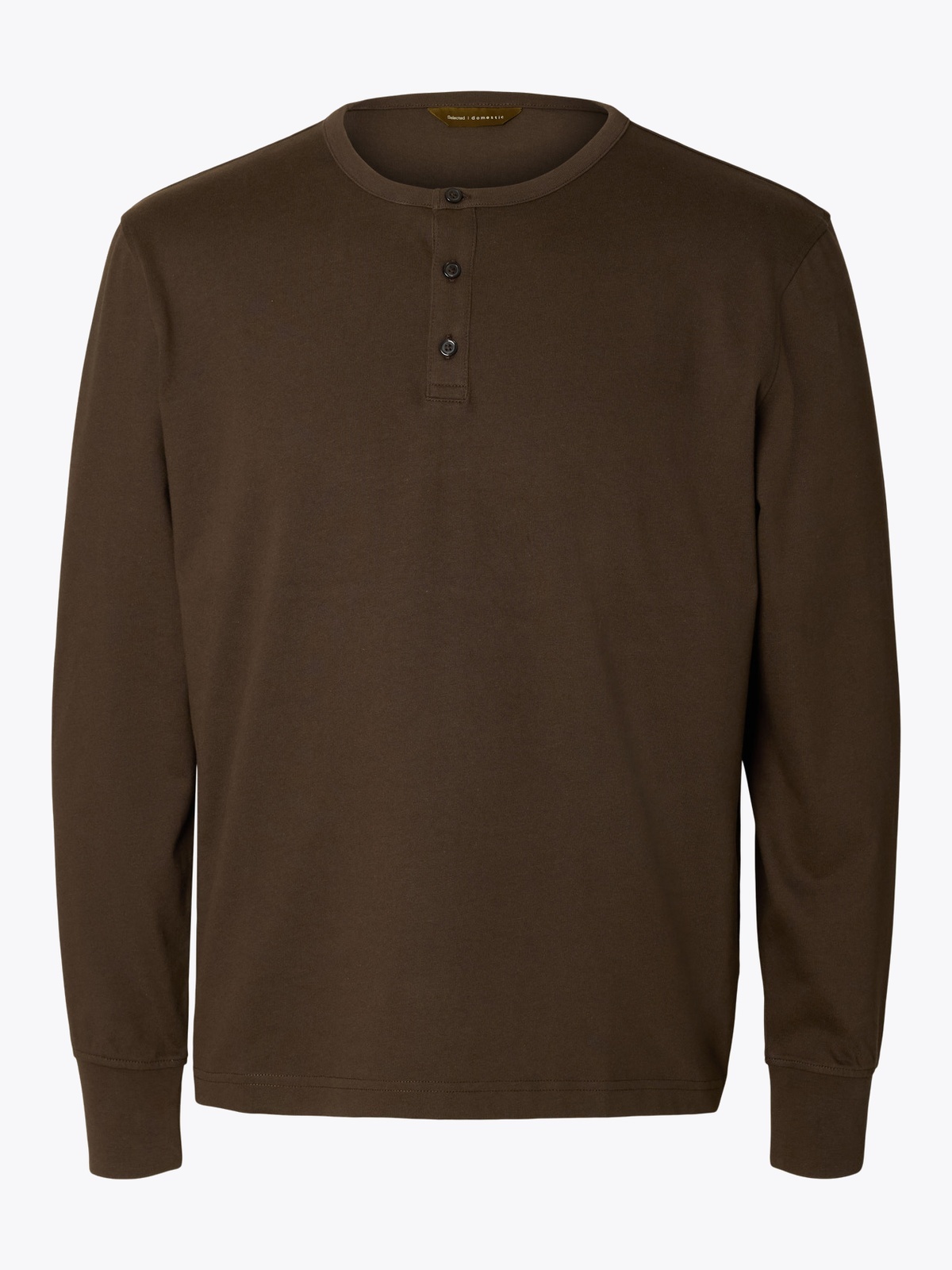 Selected Homme Domestic Ronan Long Sleeve Henley Turkish Coffee